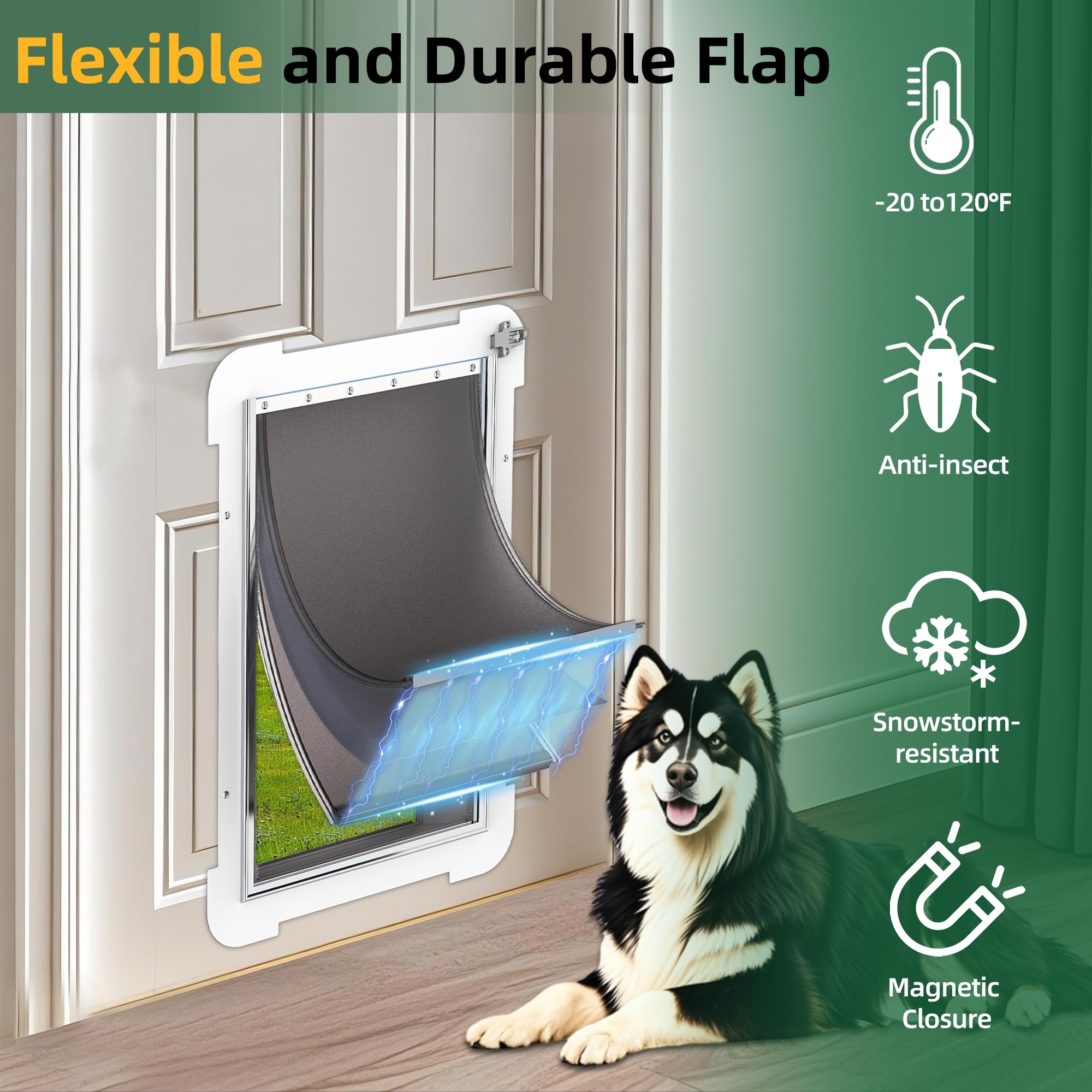 3-Flap Extra Large Dog Door Replacement Flap With Screws,Compatible With Petsafe Freedom Doggie Doors Pac 11-11040,13 1/8'' X 24
