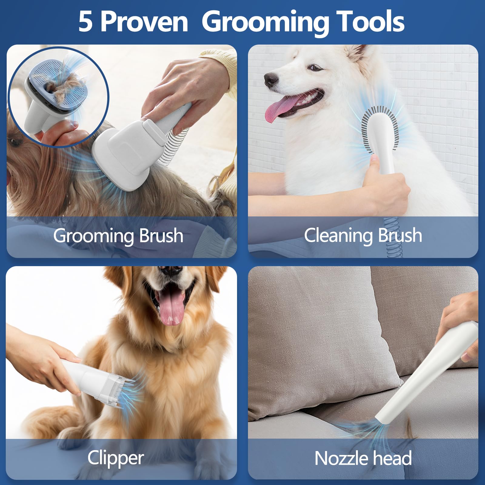 Ryrot Dog Grooming Vacuum & Pet Grooming Kit With 2.3L Capacity Larger Dust Cup Dog Brush Vacuum For Shedding Pet Hair Cleaner W