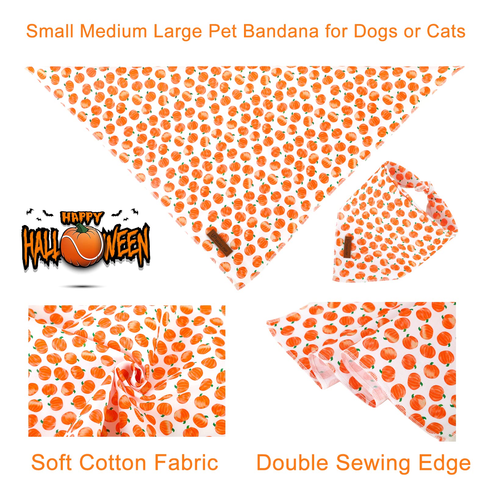 Up Urara Pup Halloween Pumpkin Dog Bandana, Halloween Triangle Bid Scarf With Pumpkin Pattern, Cotton Pet Kerchief For Girl Boy Dogs Or Cats, Cute Puppy Bandana Fancy For Dogs