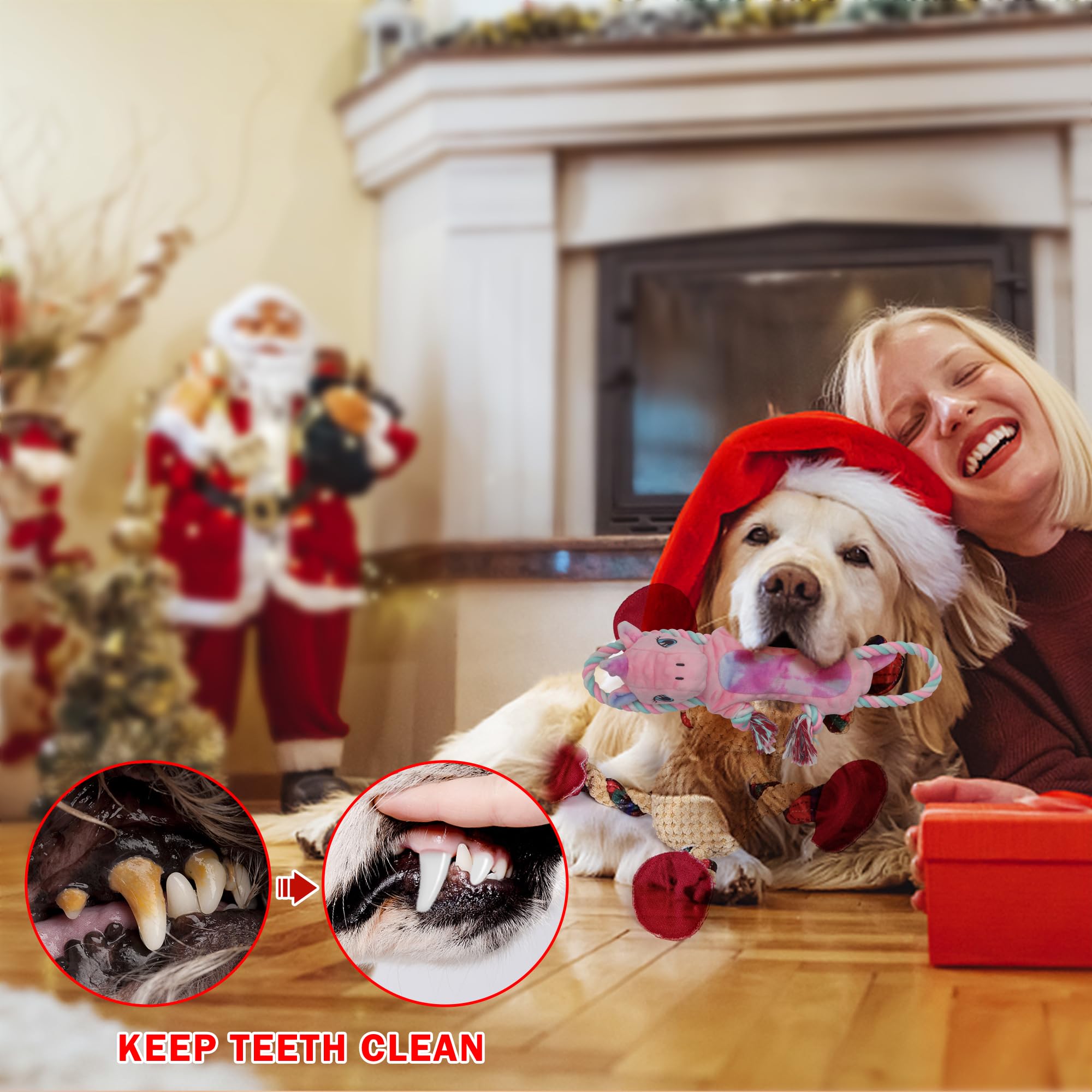 Large Dog Toys for Large Breed, Stuffed Interactive Medium & Small Dog Toys, Squeaky Funny Cute Plush Animals Puppy Toys - Pull