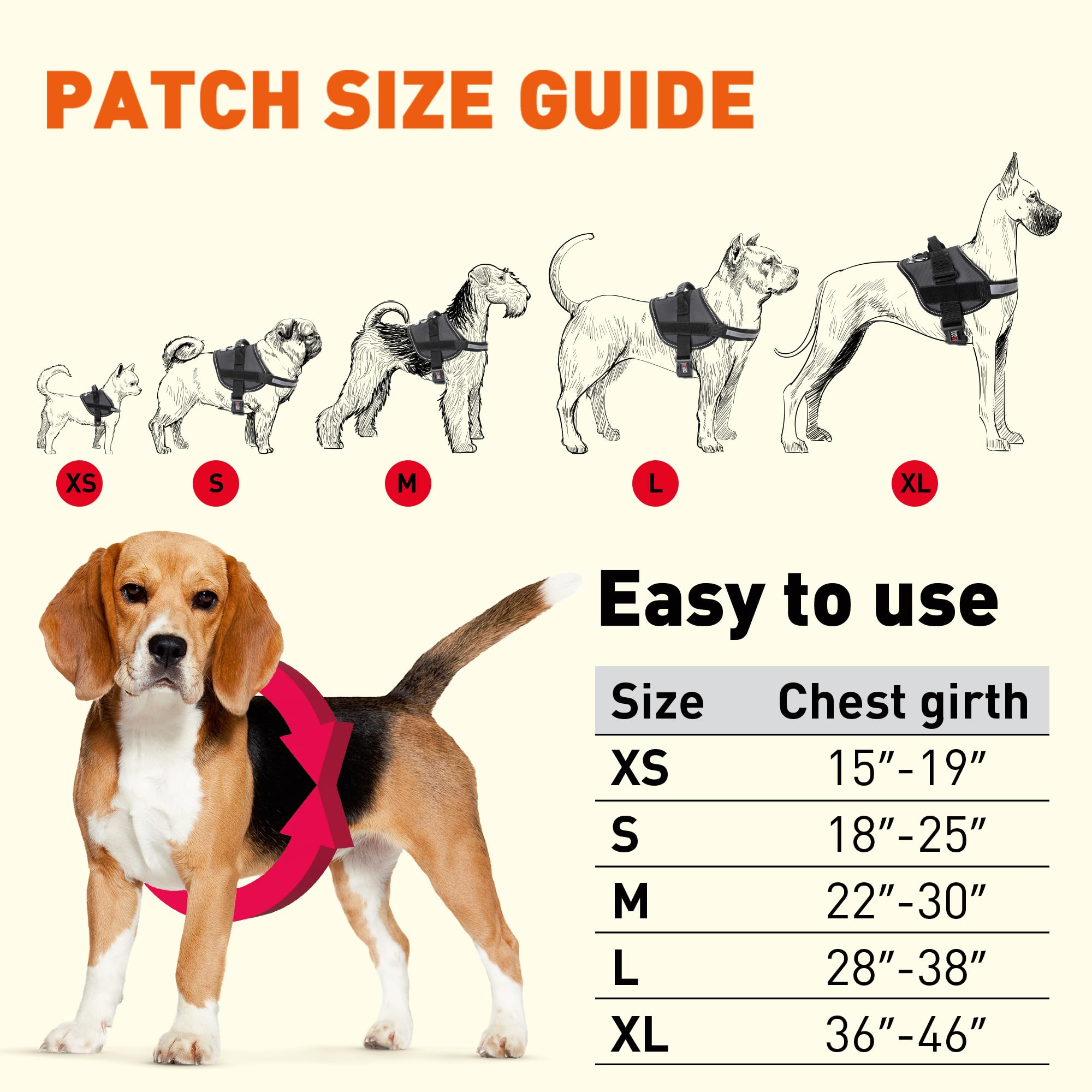 Dog Harness, Reflective No-Pull Adjustable Vest With Handle For Walking, Training, Service Breathable No - Choke Harness For Small, Medium Or Large Dogs Room For Patches Girth 15 To 19 In Black