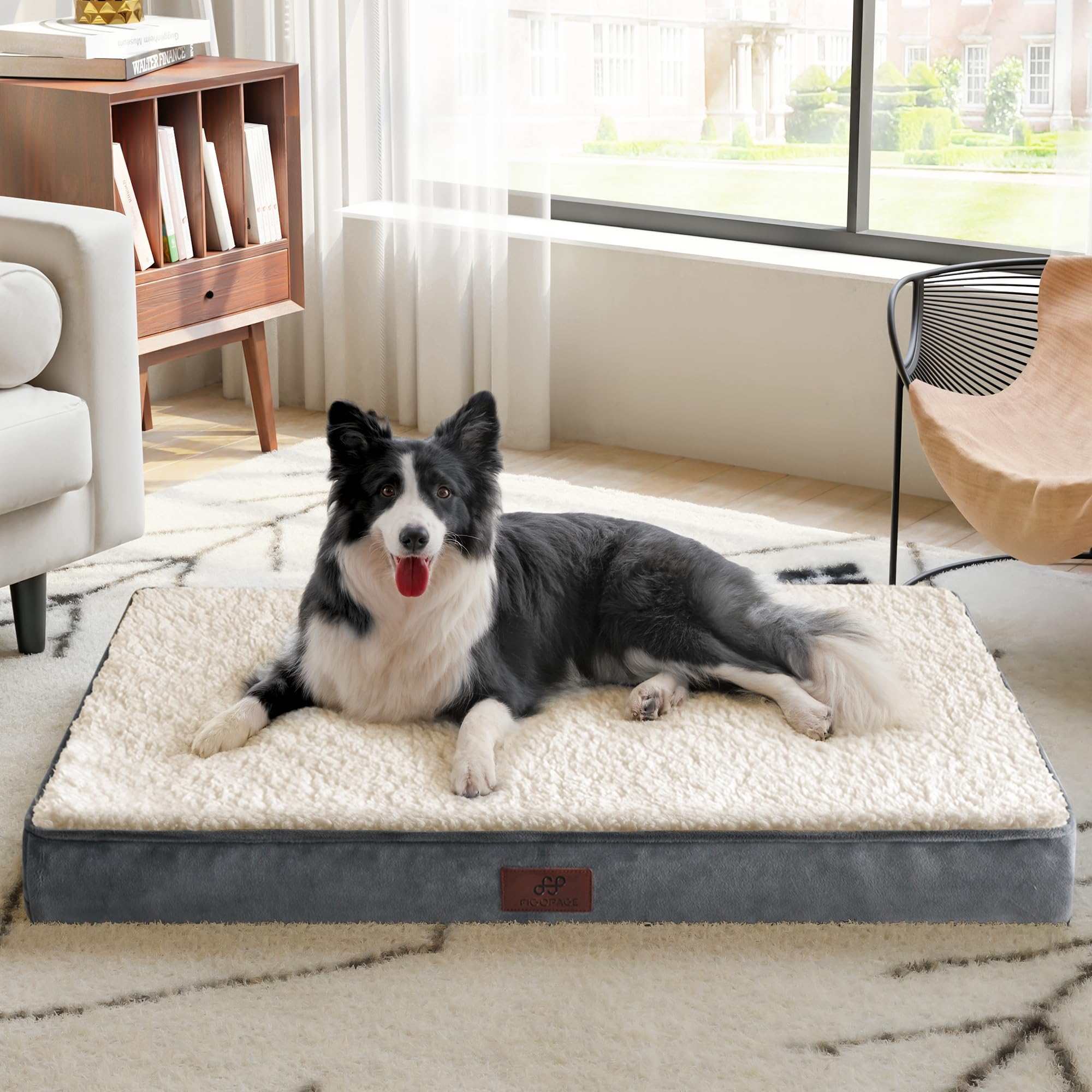 Figopage Dog Beds Large Sized Dog Bed For Crate Large Dogs Bed Washable Pet Beds Waterproof Dogs Crate Pad Mat With Removable Co