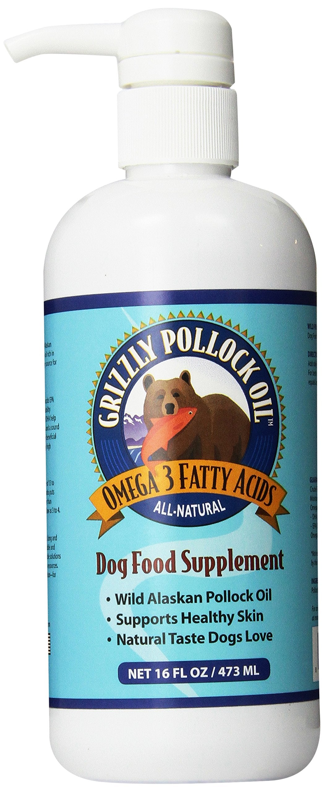 Grizzly Pollock Oil Dog Food Supplement, 16 Ounce