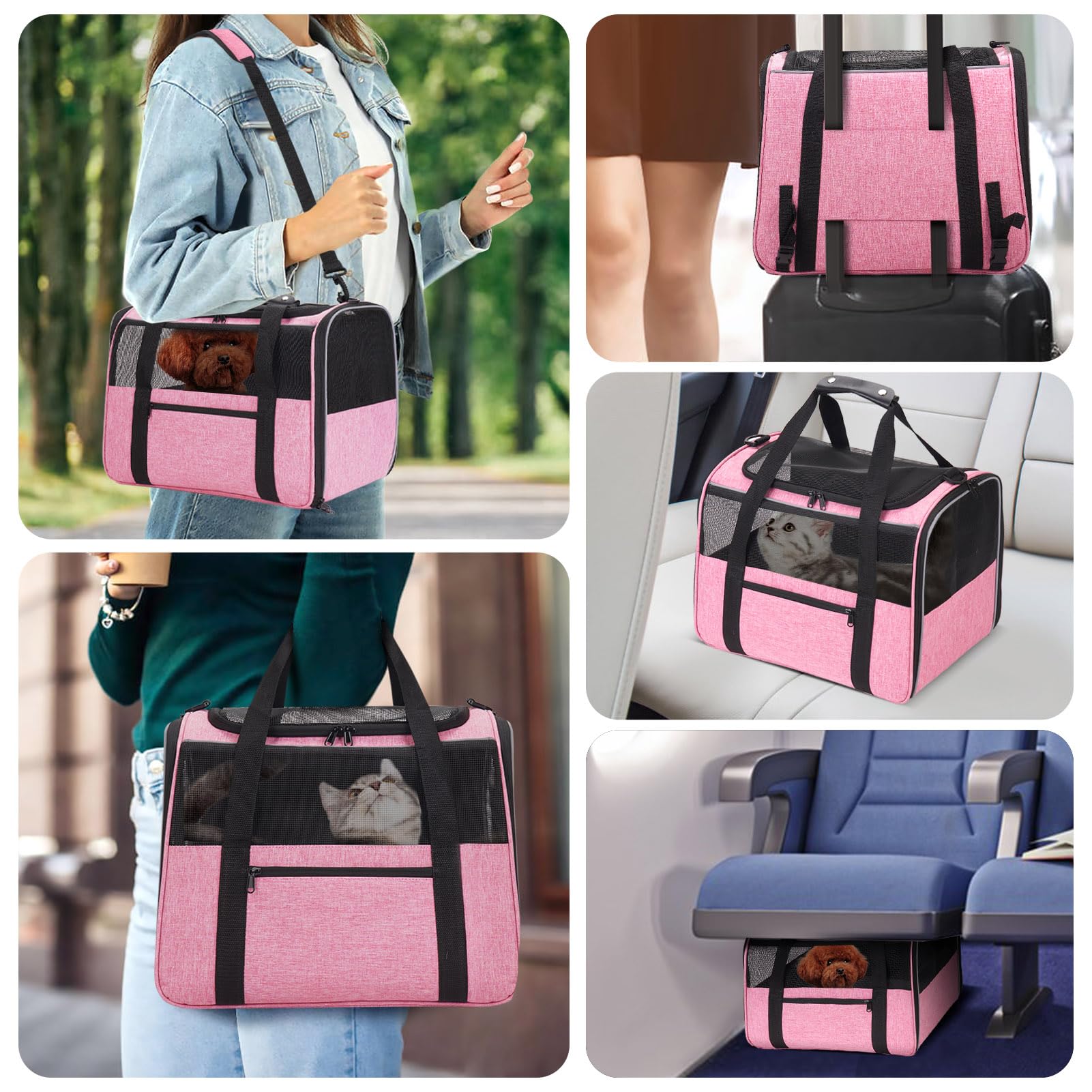 Jungyoon Large Cat Carrier - Soft-Sided Airline-Approved Pet Carrier Bag With Top Opening, Portable Travel Carrier For Big Cats