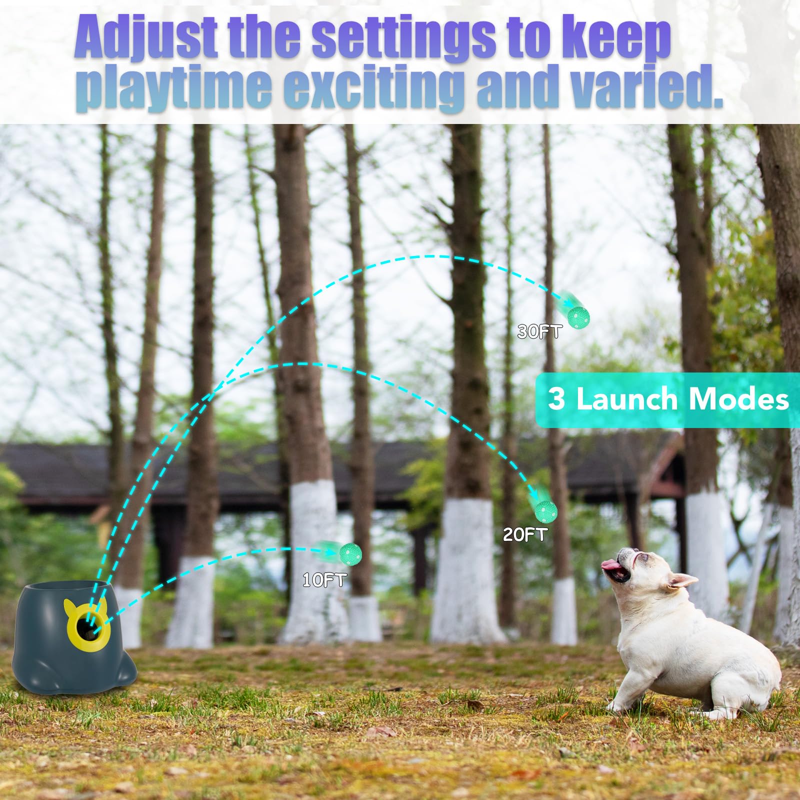 Wigglytail Automatic Ball Launcher For Dogs, Dog Fetch Ball Thrower Launcher, 3 Adjustable Distances, Interactive Pet Self Playi