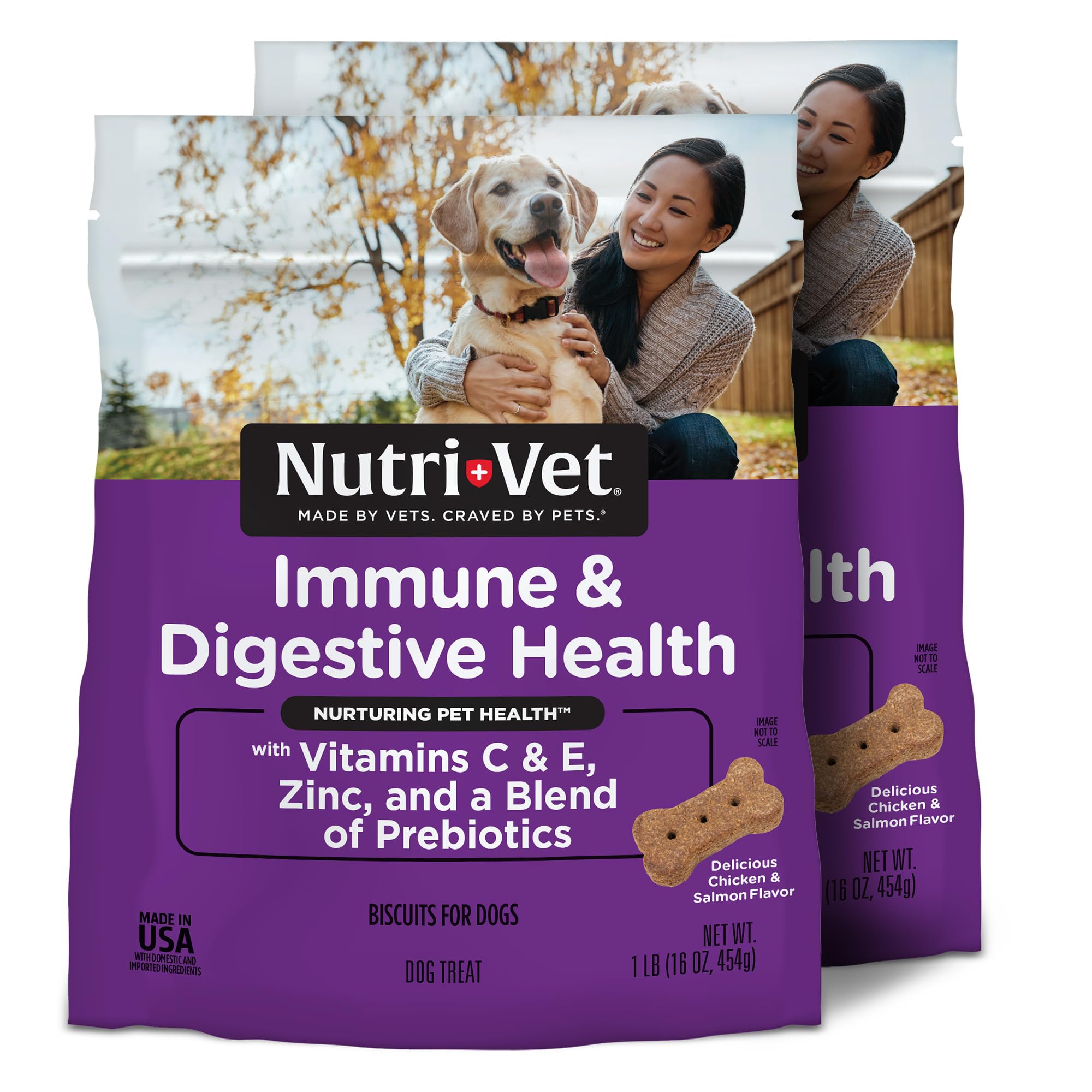 Nutri-Vet Immune & Digestive Health Biscuits for Dogs, Immune Health Biscuits, Prebiotic & Postbiotic Dog Treat, Functional Trea