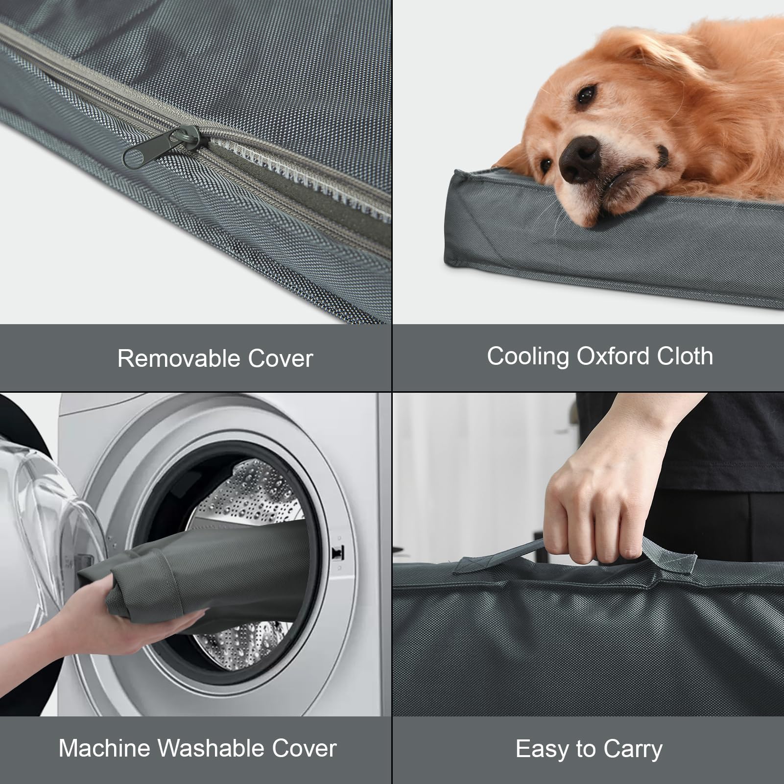 Tail Stories Outdoor Dog Bed For Medium/Small Dogs, Waterproof Dog Crate Bed For Medium Dogs Cats, Orthopedic Egg Crate Foam Pet Bed With Washable And Removable Oxford Cover, Grey