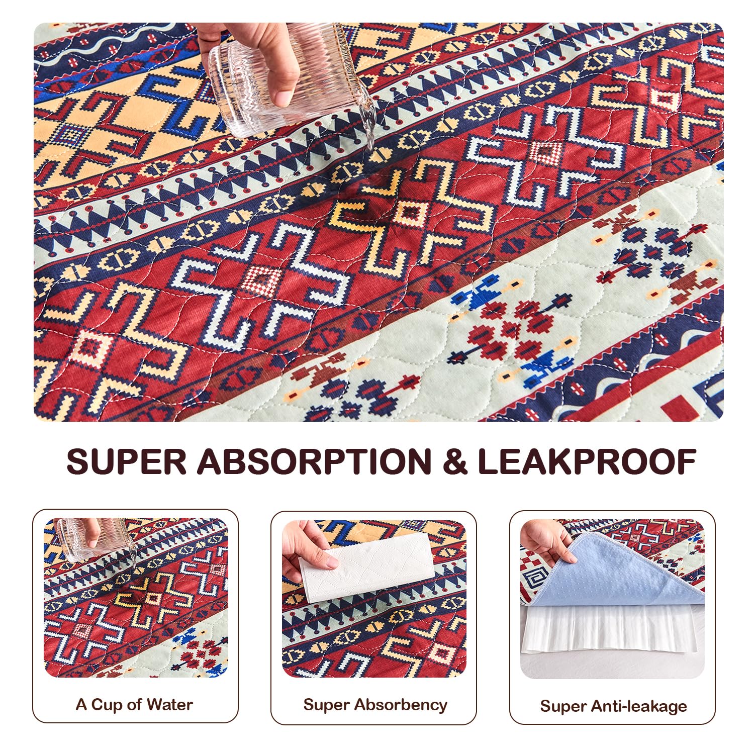 Qeils Washable Pee Pads For Dogs, Reusable Puppy Pads Super Absorbent Leakproof Dog Training Pads, Non-Slip Wee Wee Pads For Cra