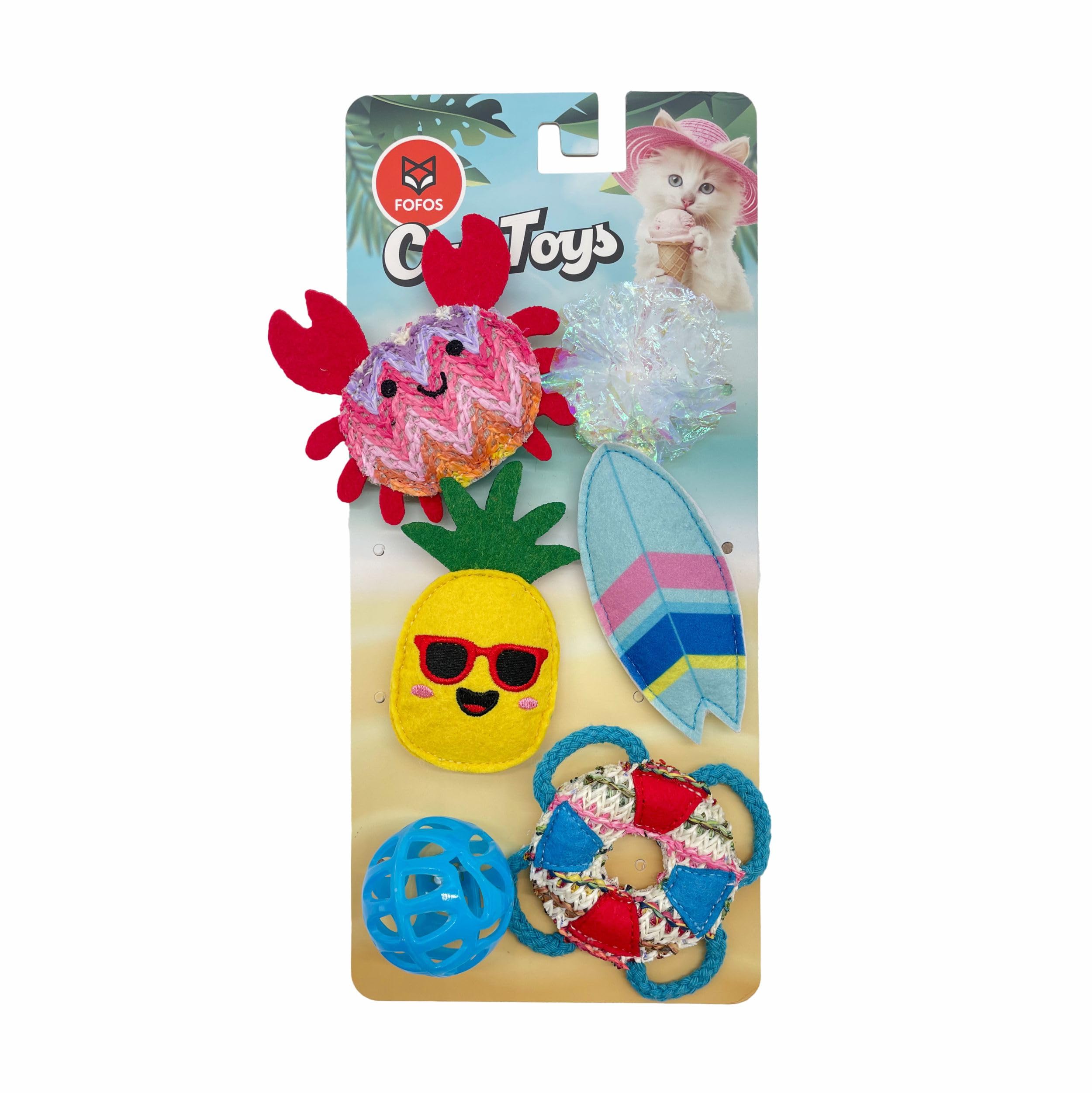 Barkbutler X Fofos Sealife Catnip Toy 6Pk  100% Catnip Toys For Cats, Interactive Toys Set  Multicoloured
