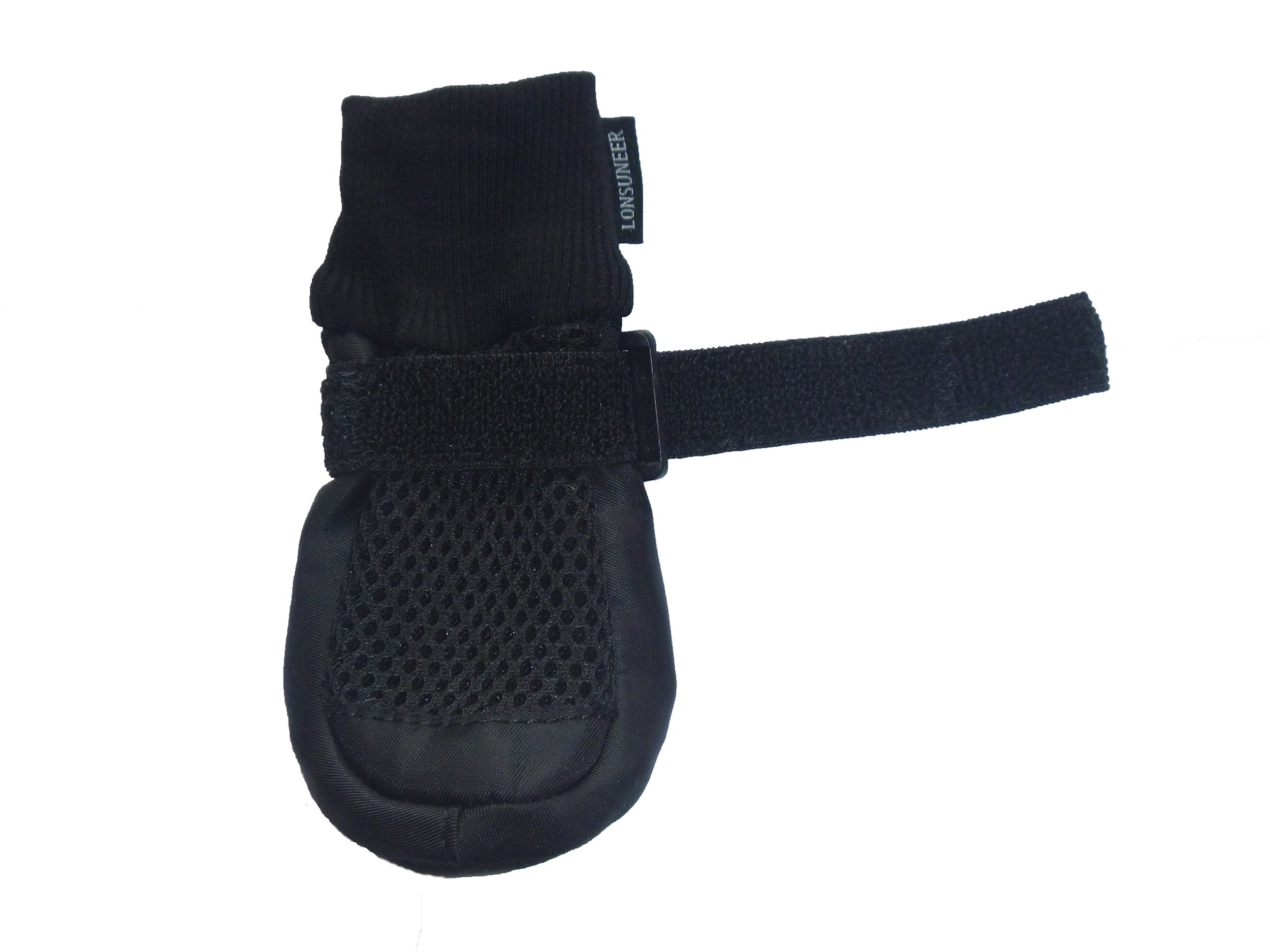 Lonsuneer Paw Protector Dog Boots Set Of 4 Breathable And Protect Paws Soft Nonslip Soles Black Color Size Small