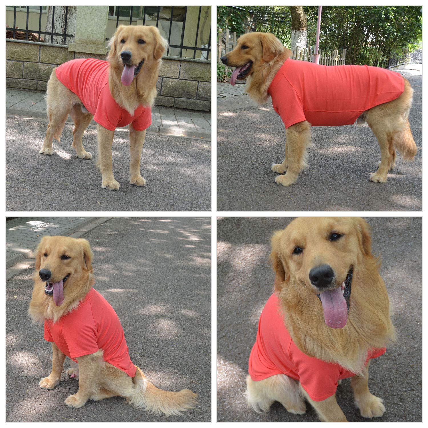 Lovelonglong Pet Clothing Dog Costumes Basic Blank T-Shirt Tee Shirts for Medium Large Dogs Lobster Pink XXL+