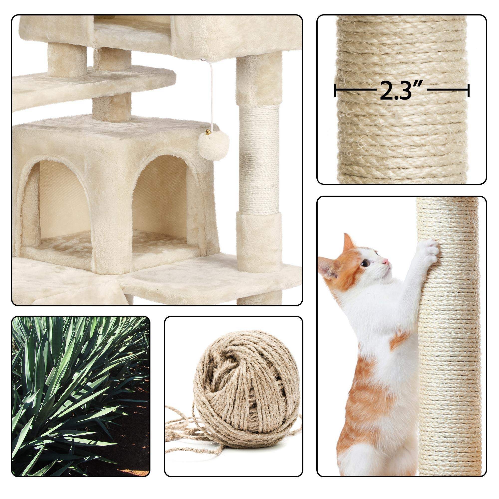 Topeakmart 54In Cat Tree, Cat Tower W/Large Cat Condo Scratching Posts And Perch, Cat Stand House Furniture, Beige