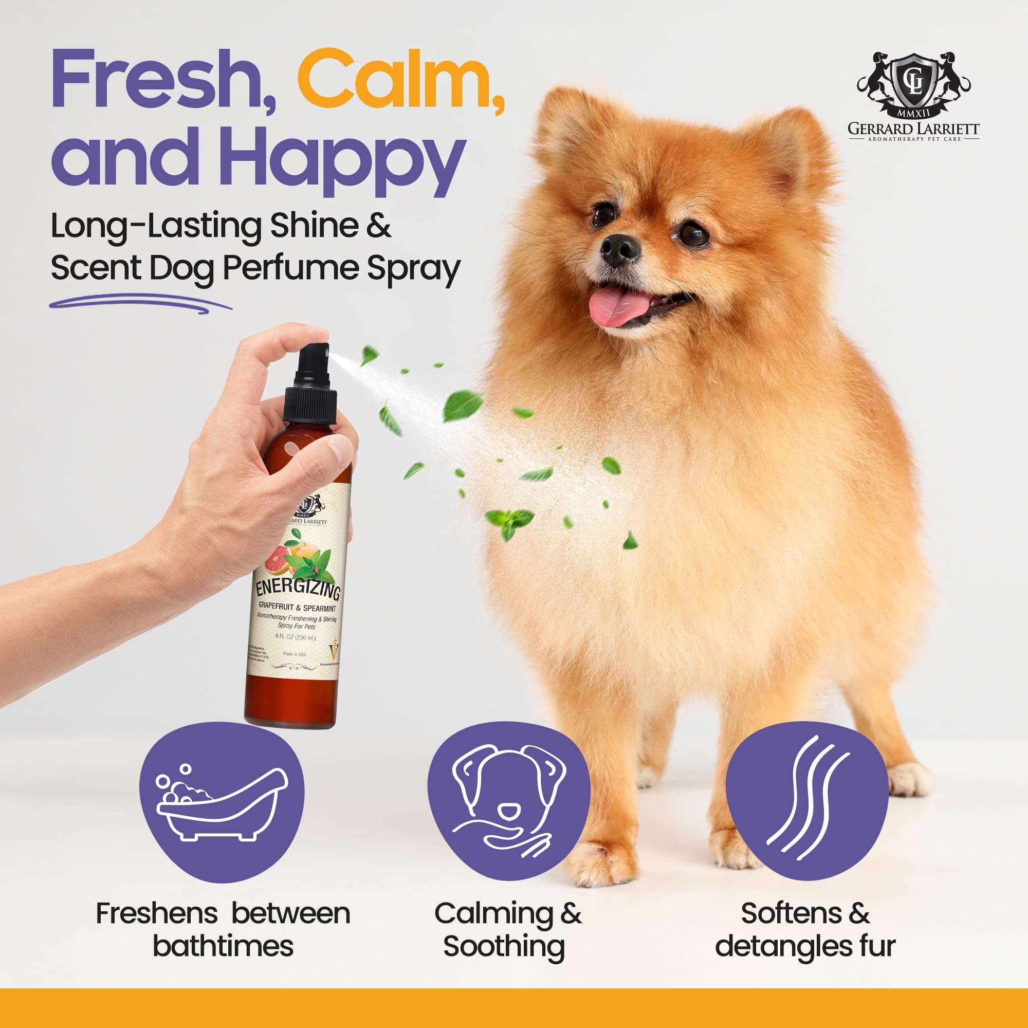 Dog Perfume Spray Long Lasting Grapefruit & Spearmint 8 Fl Oz-Dog Calming Spray Scent Mist for Shining Fur, Puppy Cologne Doggie