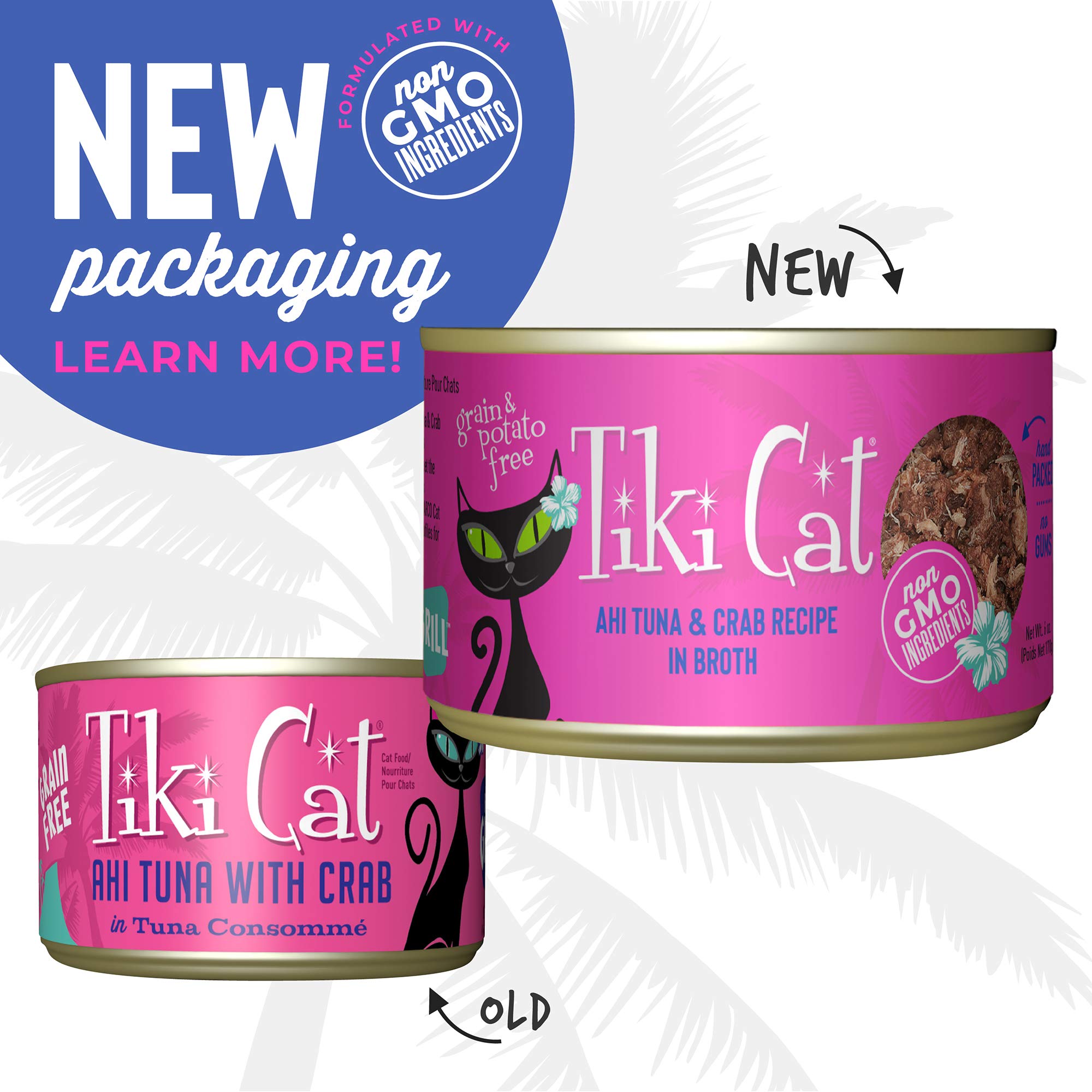 Tiki Cat Grill, Ahi Tuna & Crab, High-Protein and 100% Non-GMO Ingredients, Wet Whole Foods Cat Food for All Life Stages, 6 oz.
