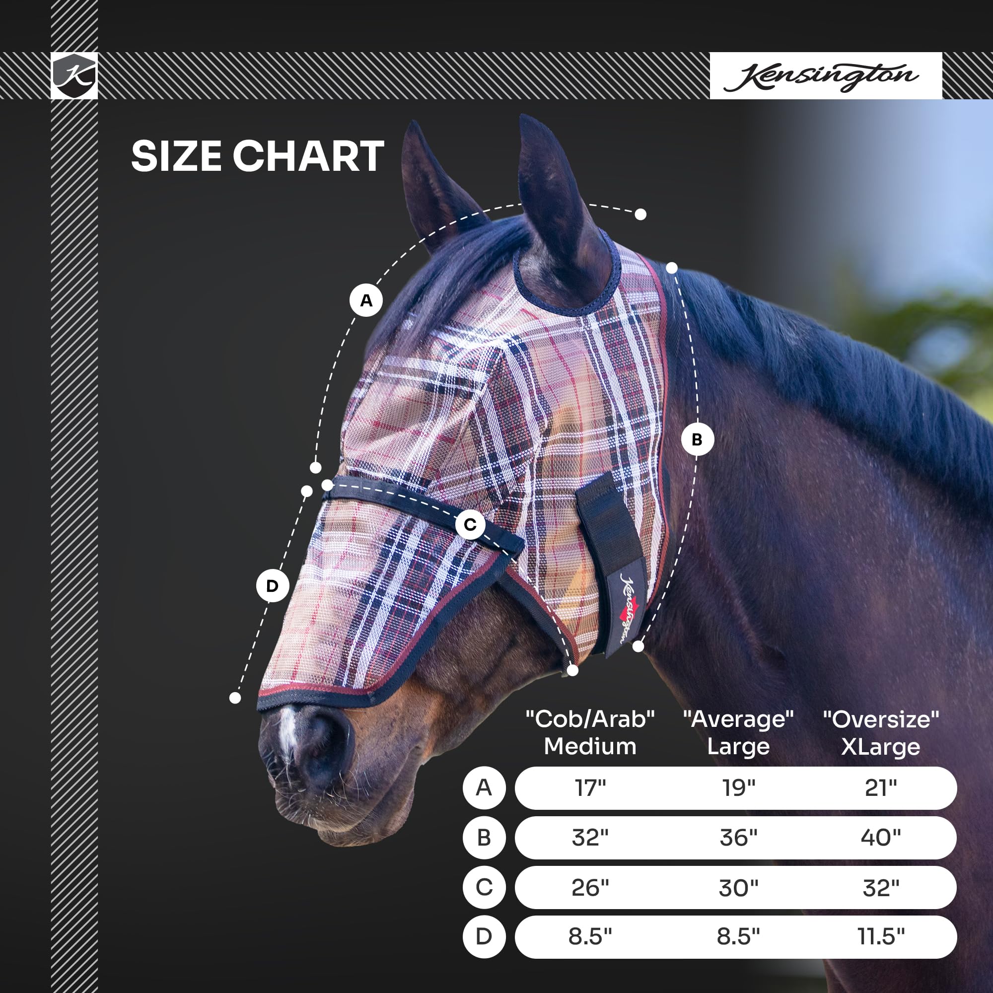 Kensington Fly Mask w/Web & Nose Size: L-Avg Color: 2019-Imperial Jade