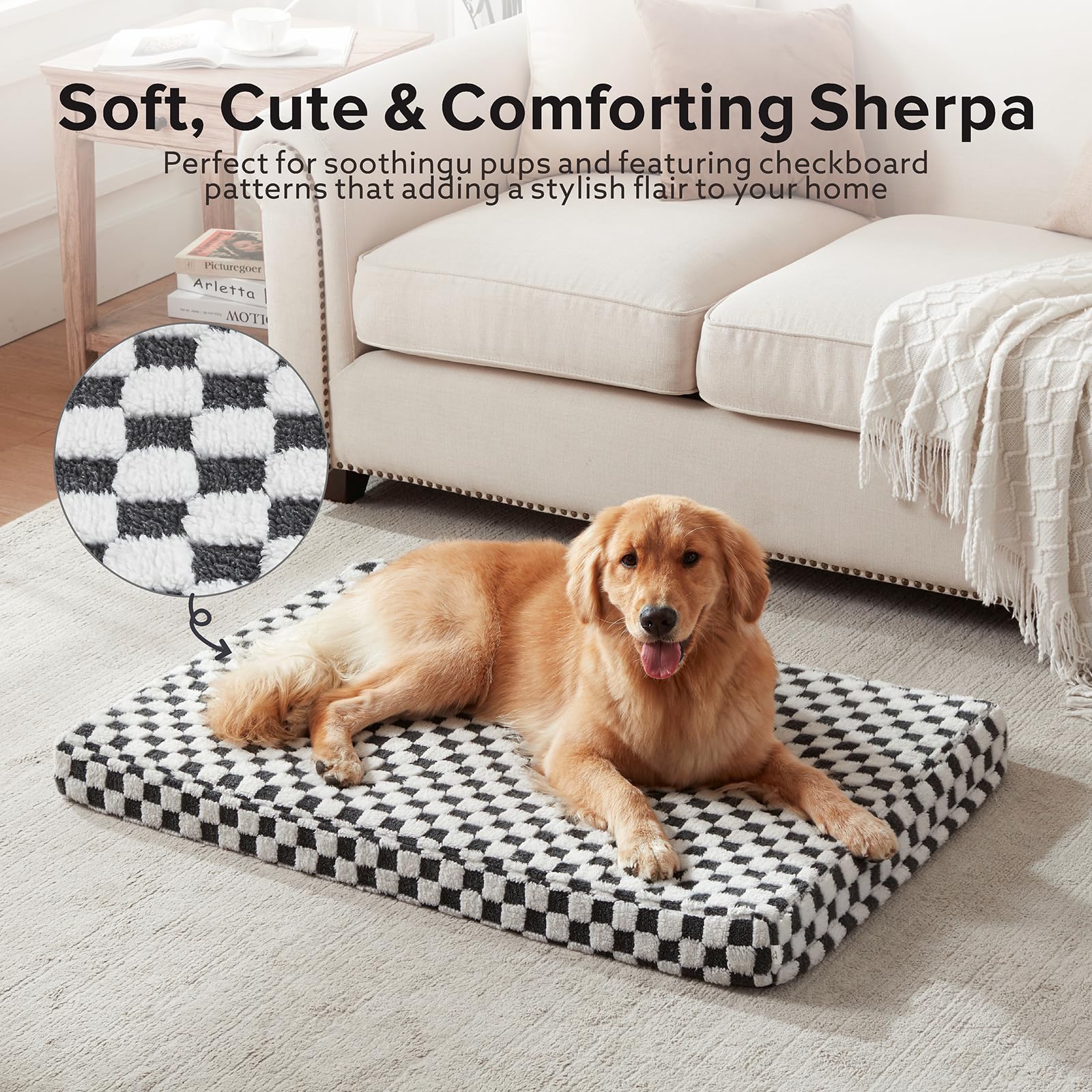 Joejoy Dog Bed For Large Dogs, Xlarge Orthopedic Dog Bed With Removable Washable Cover, Cute Modern Plush & Memory Egg Crate Foa