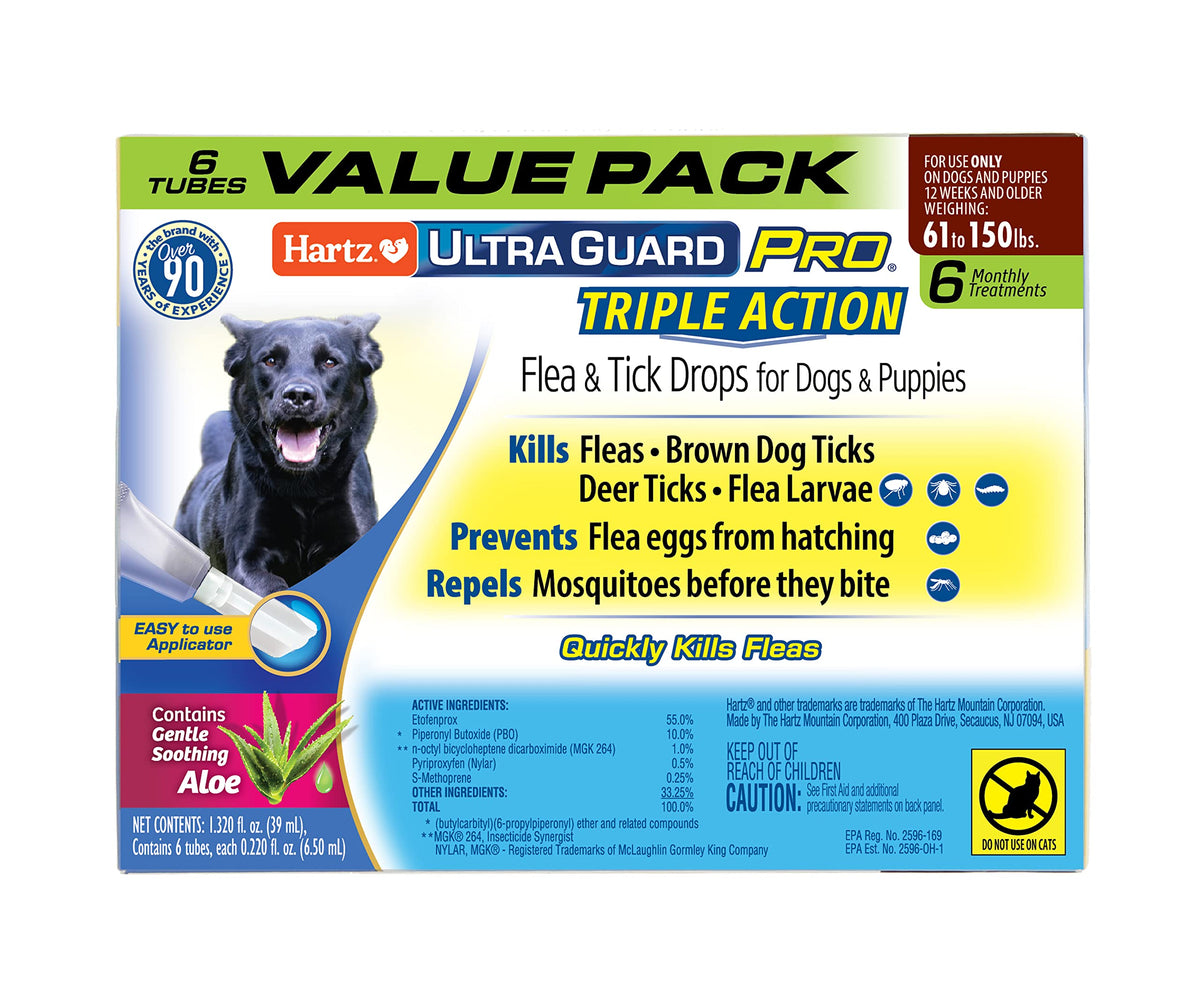 Hartz Ultraguard Pro Topical Flea & Tick Prevention For Dogs And Puppies, 61-150 Lbs 6 Monthly Treatments