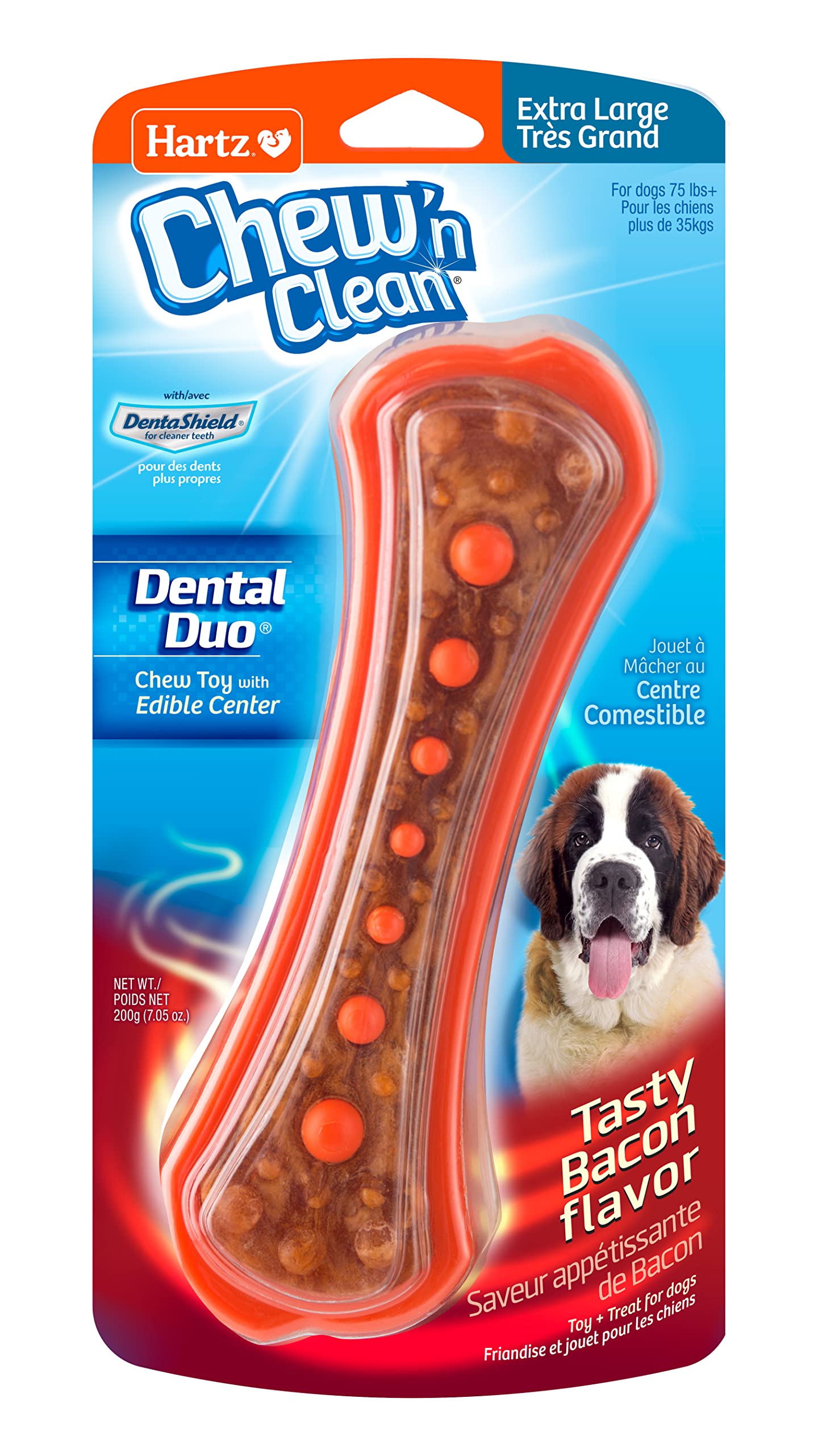 Chew 'N Clean Dental Duo Bacon Flavored Dental Dog Treat & Chew, Color Varies, Extra Large