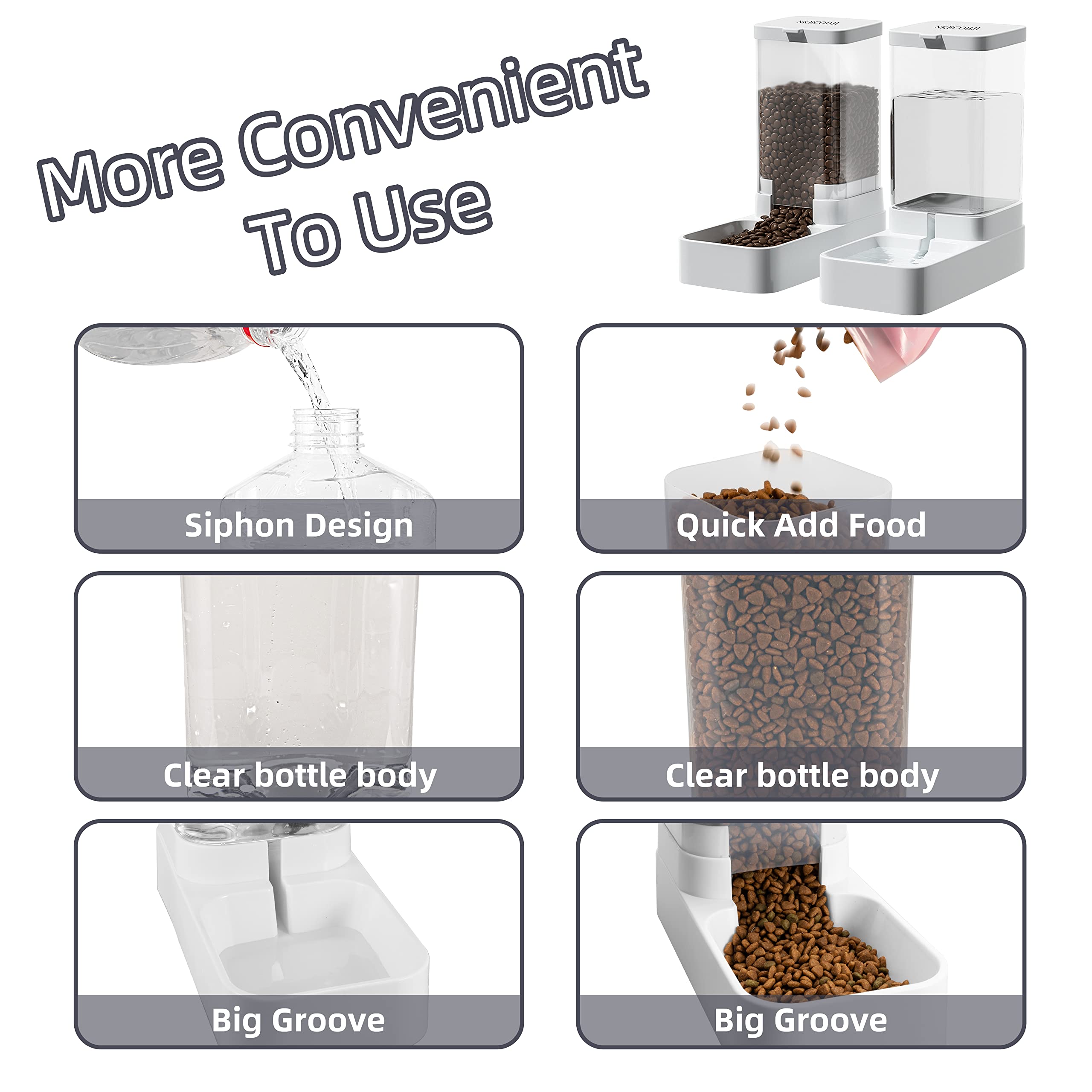 NKECOBJI Gravity Pet Feeder and Water Dispenser Set, Automatic Dog Feeder and Dog Water Dispenser for Dogs Cats Pets Animals Lar