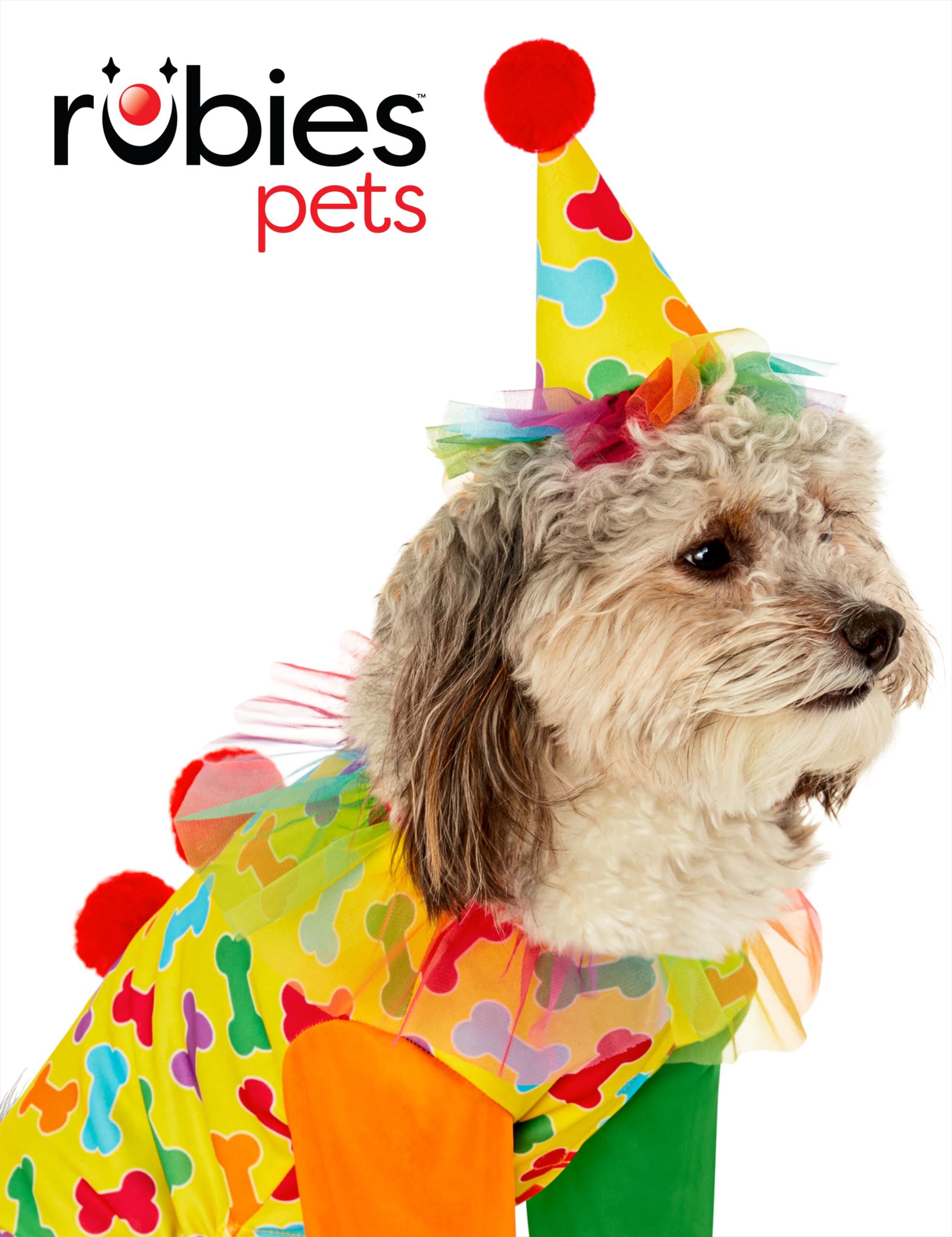 Rubies Clown Fun and Cute Pet Costume Jumpsuit, Hat, and Backpack for Themed Parties and Halloween, Small