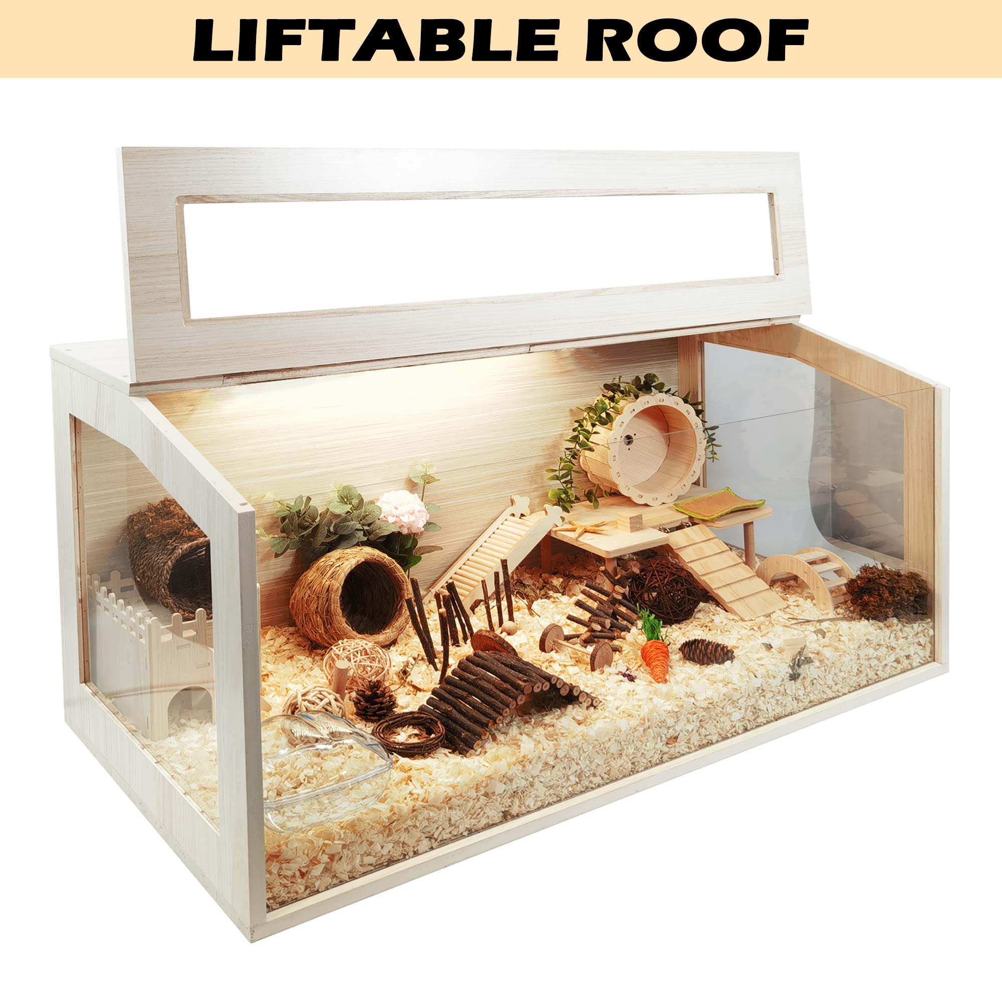 Prolee Hamster Cage Chewproof Wooden 40 Inch Guinea Pig Cages Mice And Rat Habitat Openable Top With Acrylic Sheets Solid Built