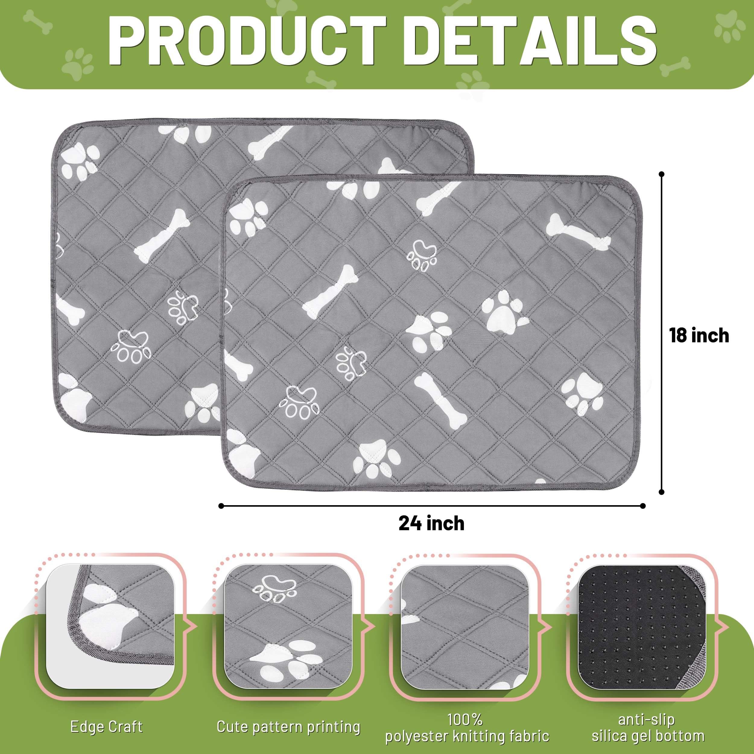 Patiencet Washable Pee Pads For Dogs, 18'' X 24'' Reusable Puppy Pads With Super Absorbent For Pet Training, Housebreaking And I