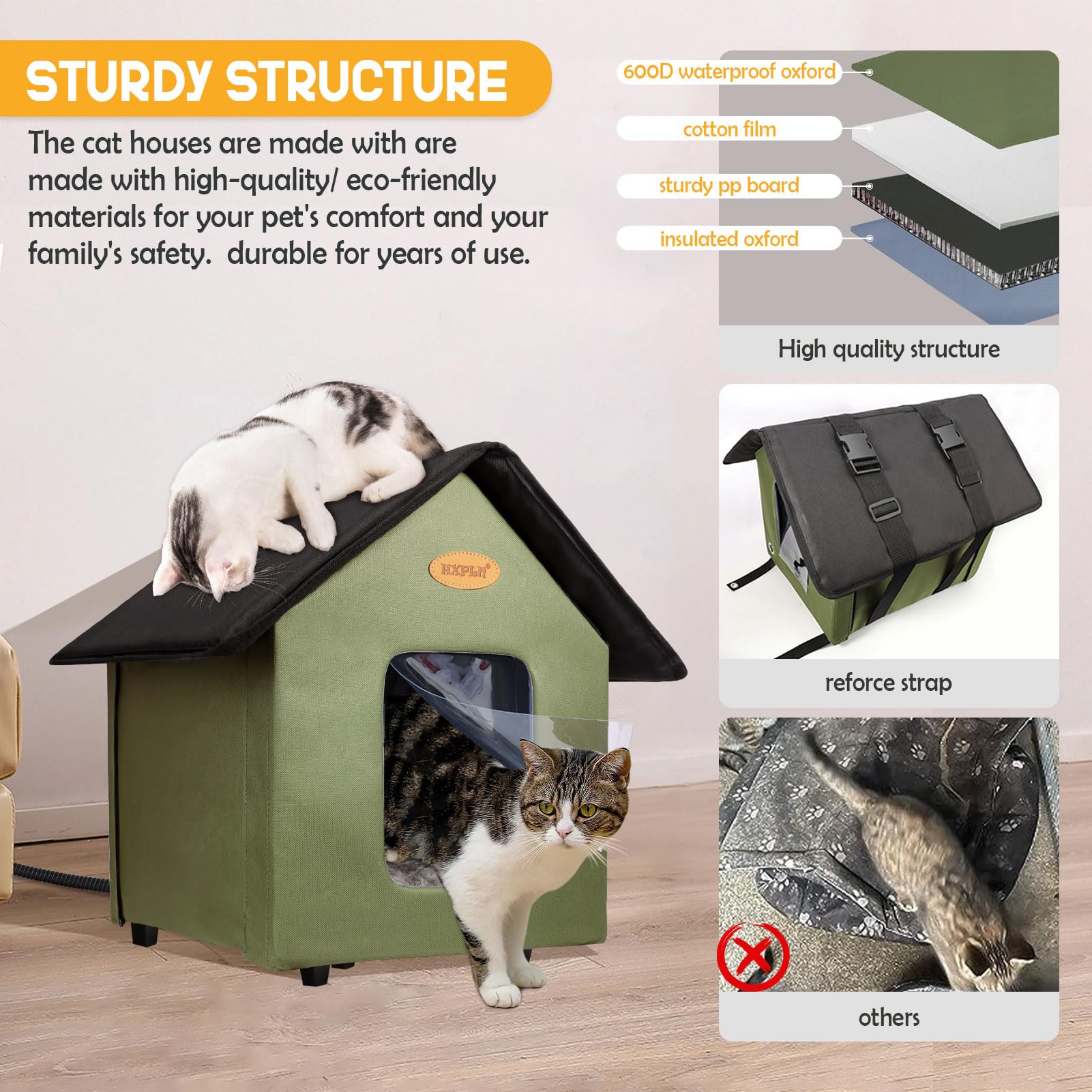 Heated Cat Houses For Outdoor Cats - Elevated Weatherproof Insulated Heated Outdoor Cat House For Winter - Feral Cat Shelter For
