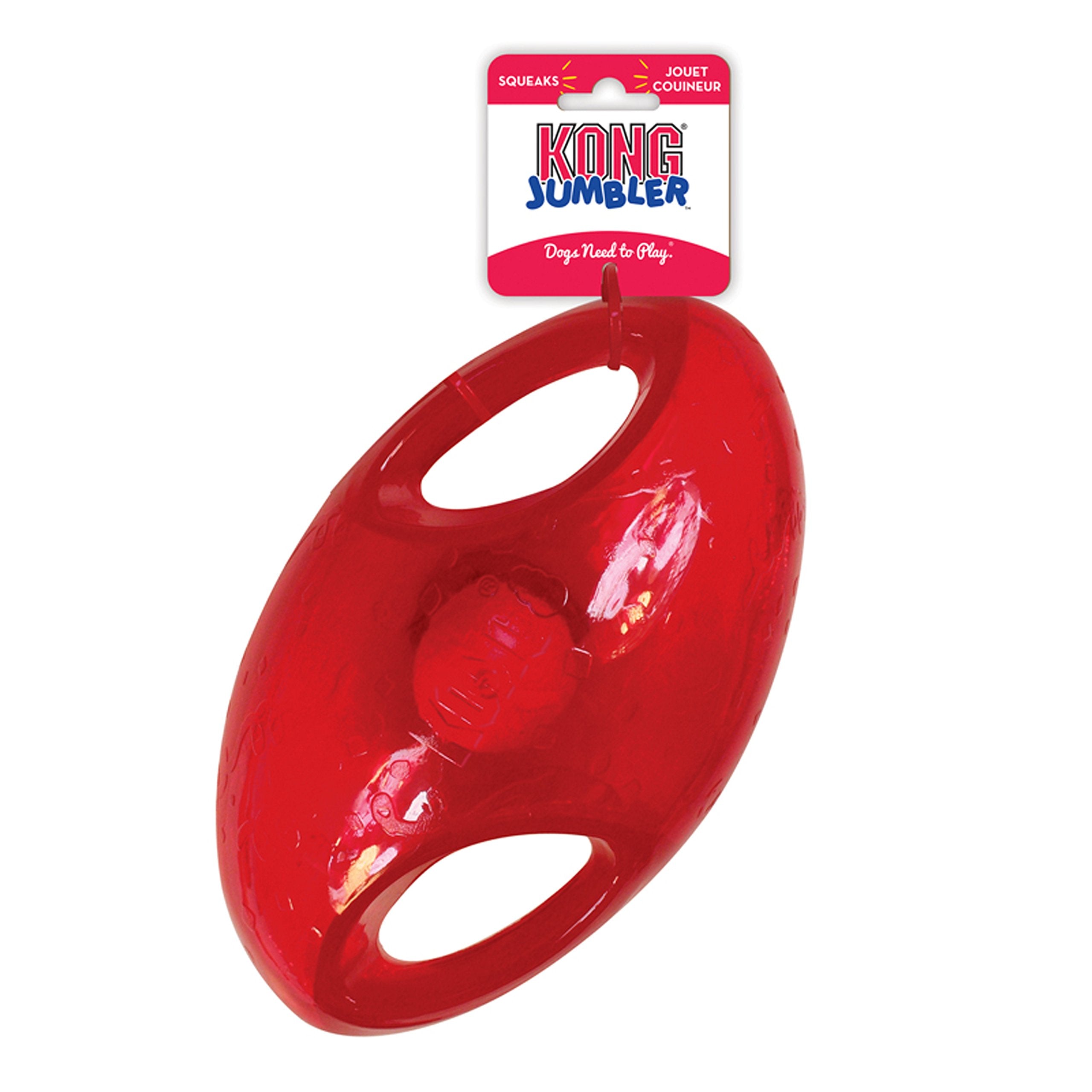 Kong Jumbler Football - Interactive Dog Toy For Dog & Puppy Playtime - Fetch Toy With Tennis Ball - Dog Supplies For Engaging Play (Large/Extra Large)
