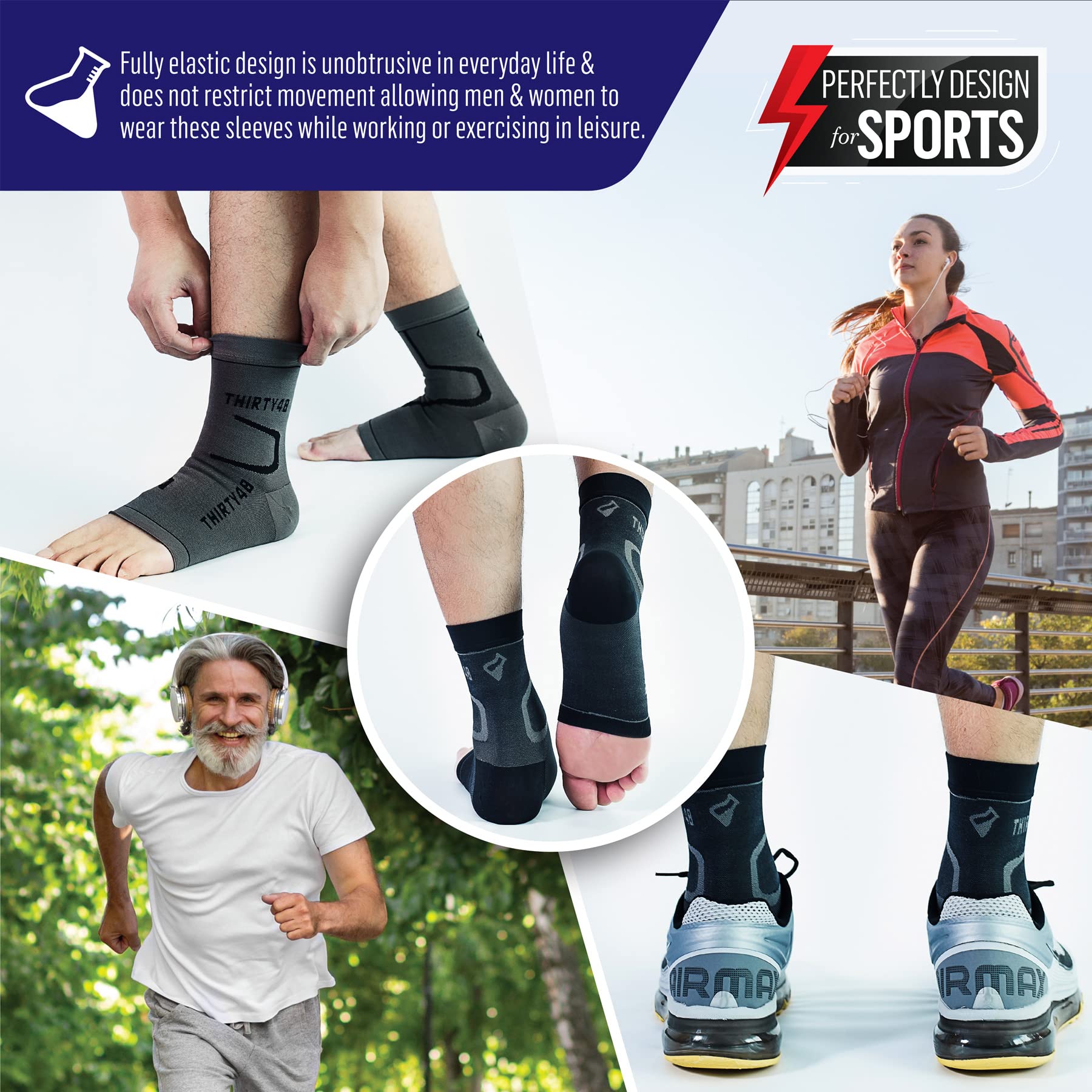 Thirty48 Plantar Fasciitis Socks, 20-30 mmHg Compression, Medium, Pink, Model FC2PKG, Relieves Arch Pain & Foot Swelling