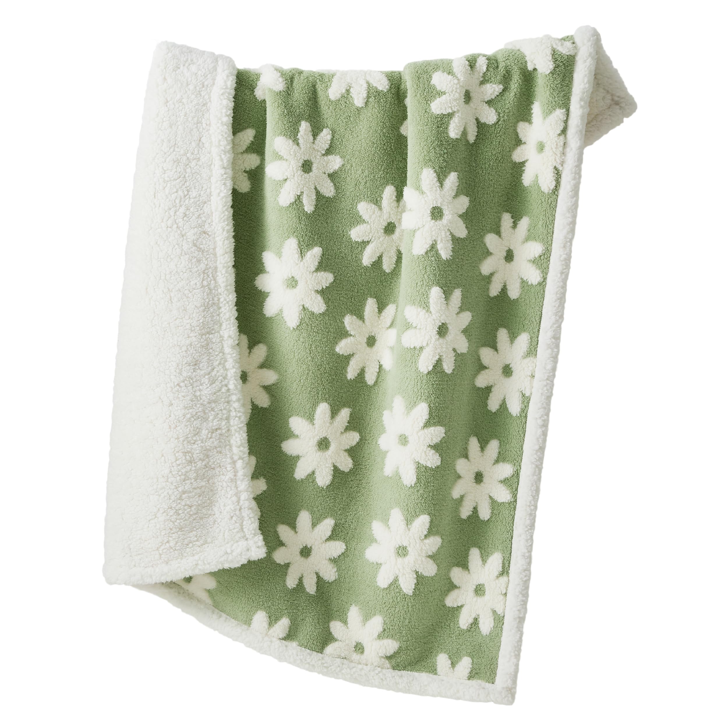 Lesure Waterproof Dog Blanket For Medium Dogs - Washable Double Sided Dog Blankets With Warm Jacquard Shag And Soft Sherpa Fleece, Pet Cat Blanket For Couch Protection, 3D Textured Cloud, Green