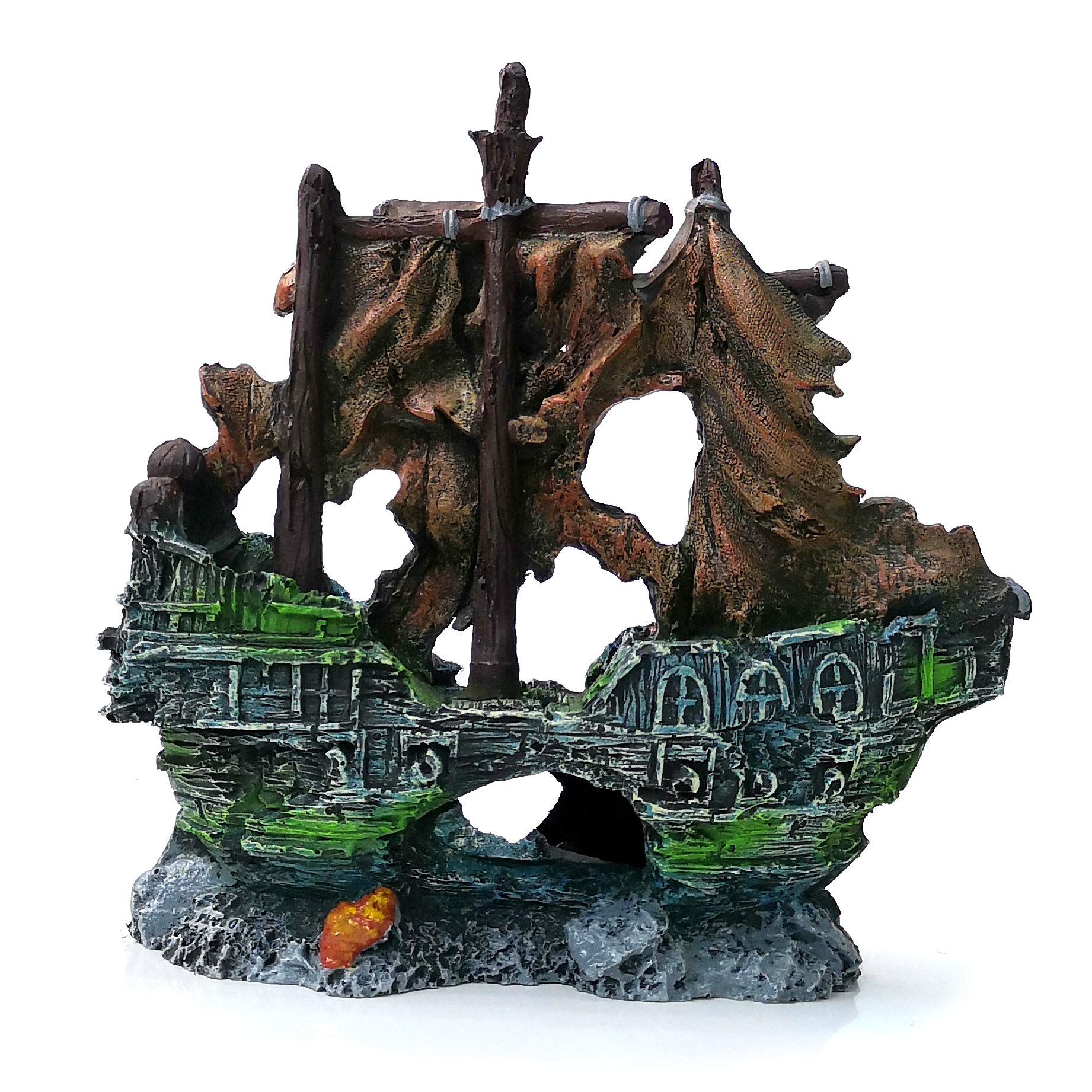 M2cbridge Antique Roman Column Ruins European Castle Aquarium Decorations Fish Tank Hideout Rocks (Pirate Shipwreck)