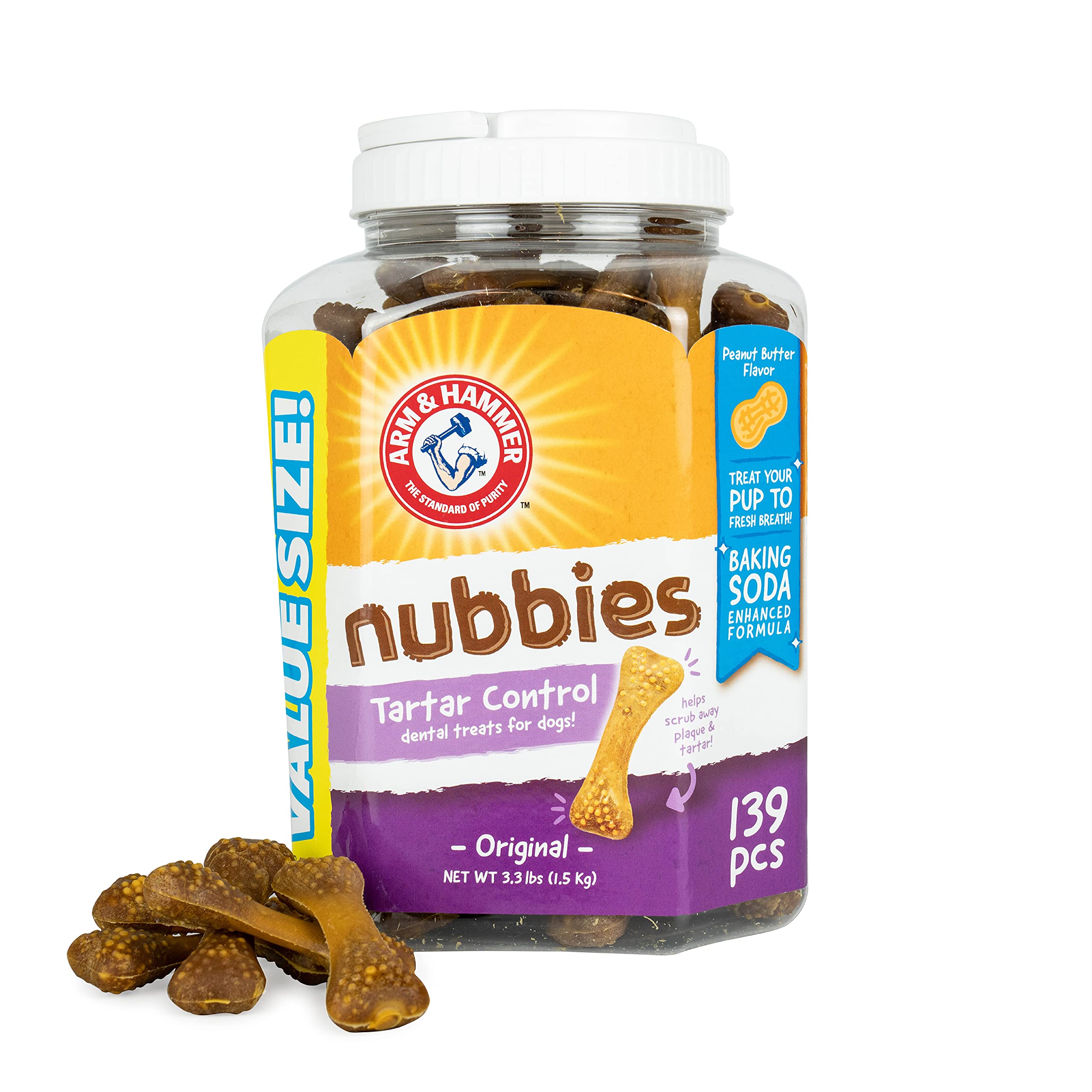 Arm & Hammer for Pets Nubbies Dental Treats for Dogs from Arm and Hammer - Dog Dental Chews Fight Bad Dog Breath, Plaque & Tarta