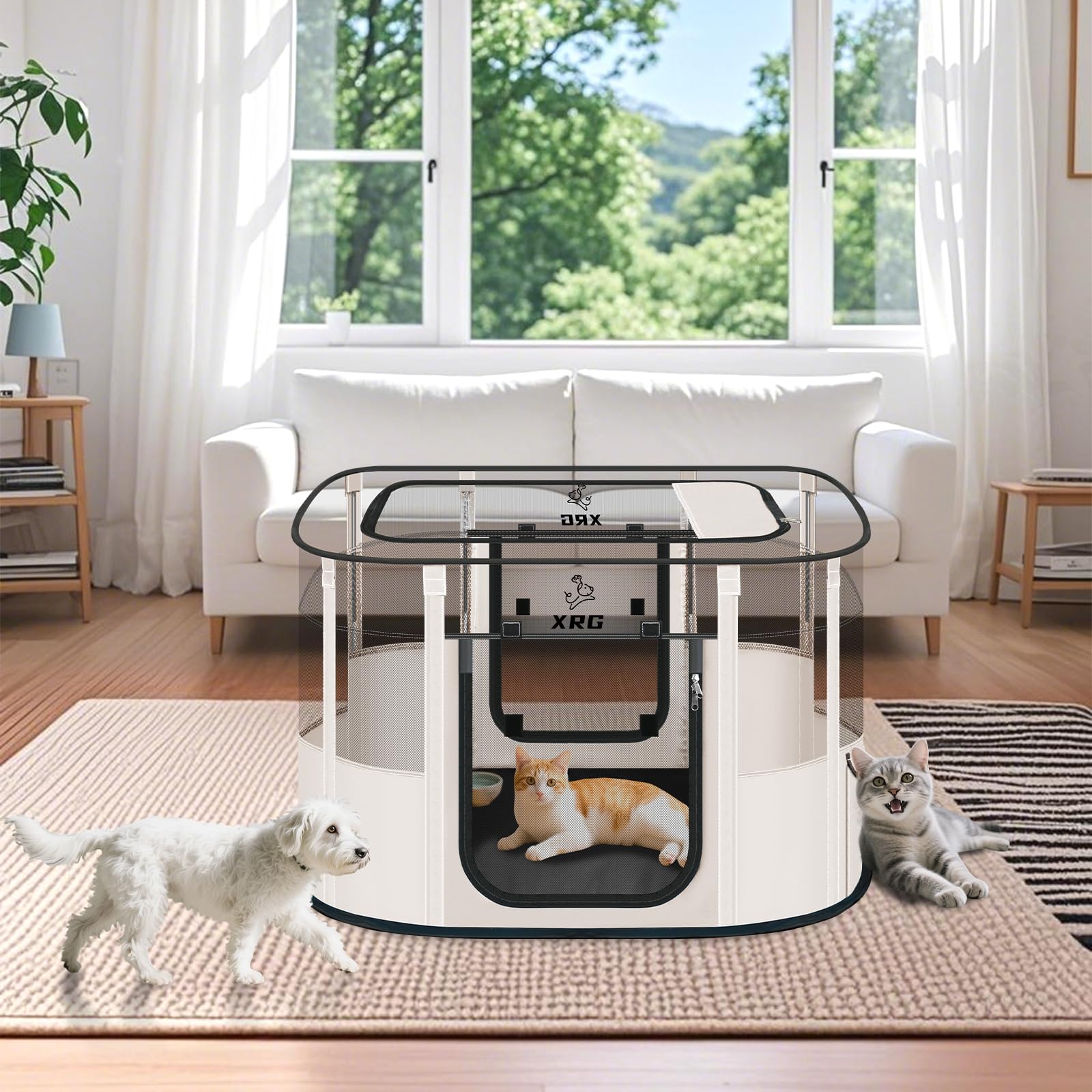 Dog Playpen with Waterproof pad,Portable Pet Crate Kennel Tent,Cat Cages Indoor Breathable Mesh Collapsible Dog Crates Playpen f