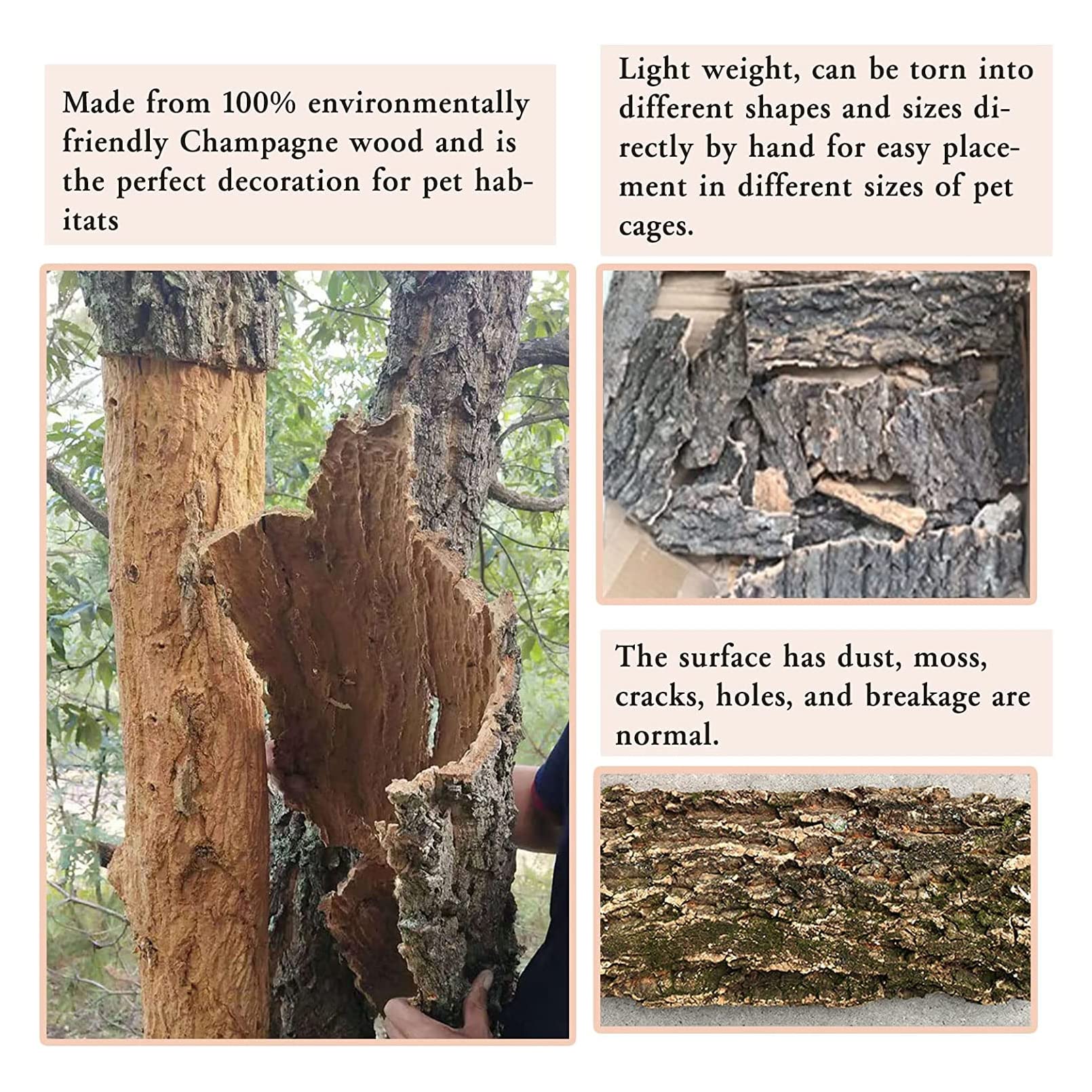 2Pcs Cork Terrarium Background 15.7X11.8In Natural Cork Large Bark Backdrop Reptile Climbing Mat Habitat Decor For Spider Lizard Chamelon Turtle Beared Dragon