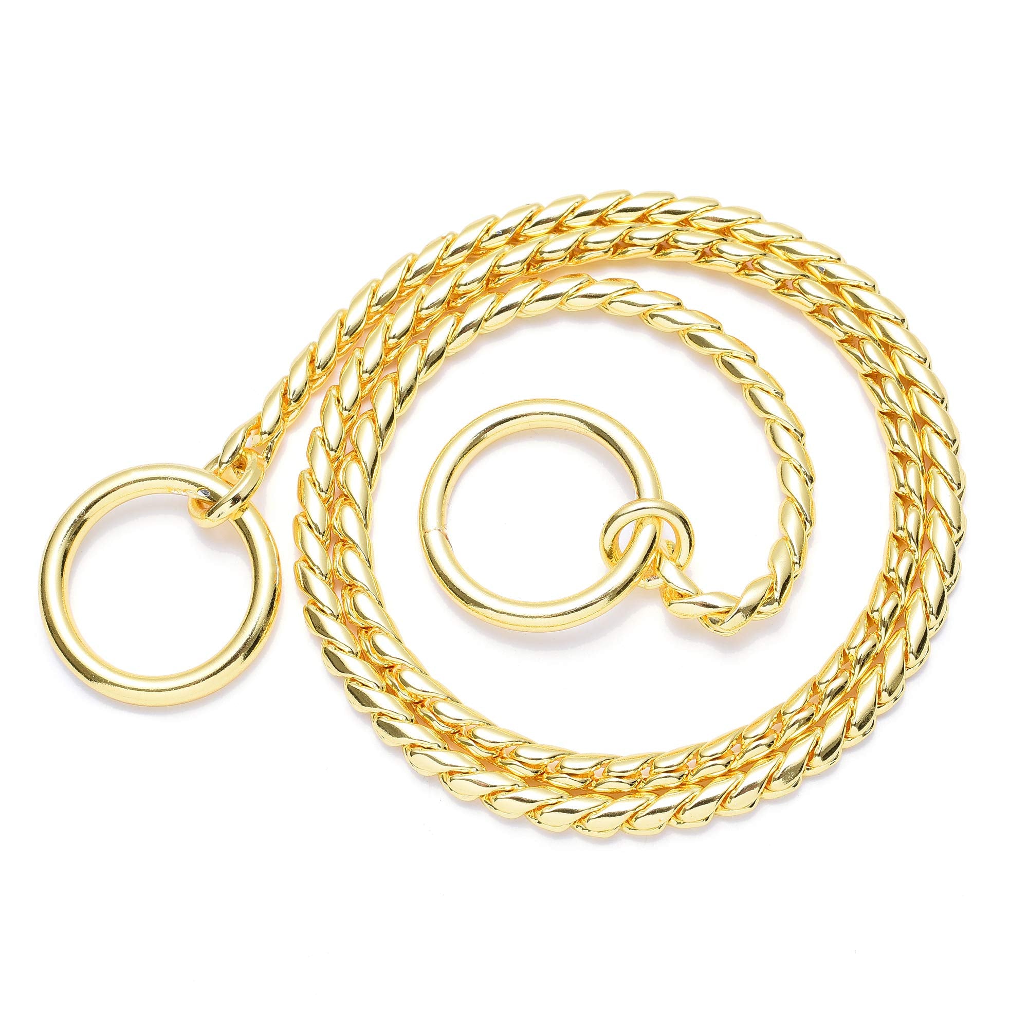 Mile High Life | Dog Training Collar | Curb Chain Collar | Chrome Copper Slip Lead | P Ring Collar | Choke Collar (18In/45Cm-4.0Mm)