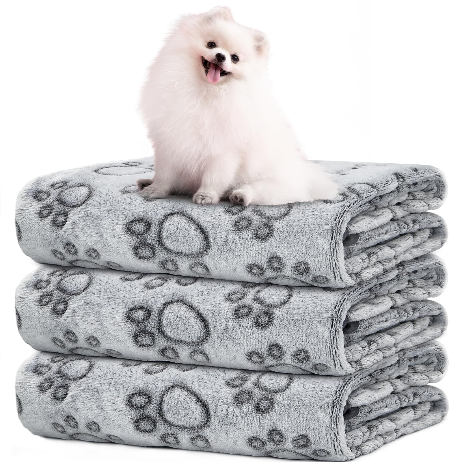LOKOZ Small Dog Blanket for Small Medium Dogs Fleece Puppy Blanket Washable Dog Blankets for Bed Couch Protection with Cute Paw 