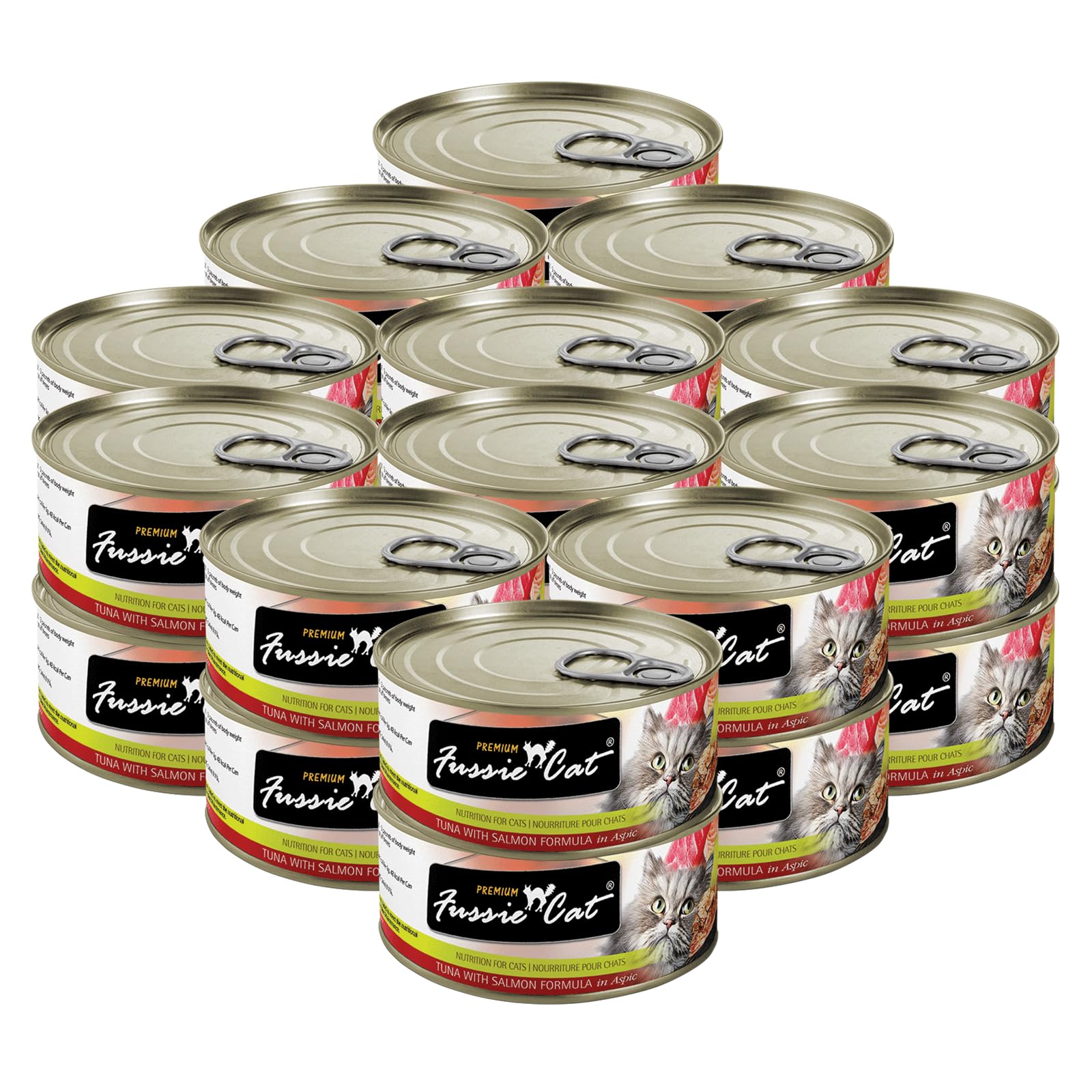 Fussie Cat Premium Tuna & Salmon in Aspic Grain-Free Wet Cat Food - 2.82oz Cans - Case of 24 Cans (Tuna & Salmon in Aspic)