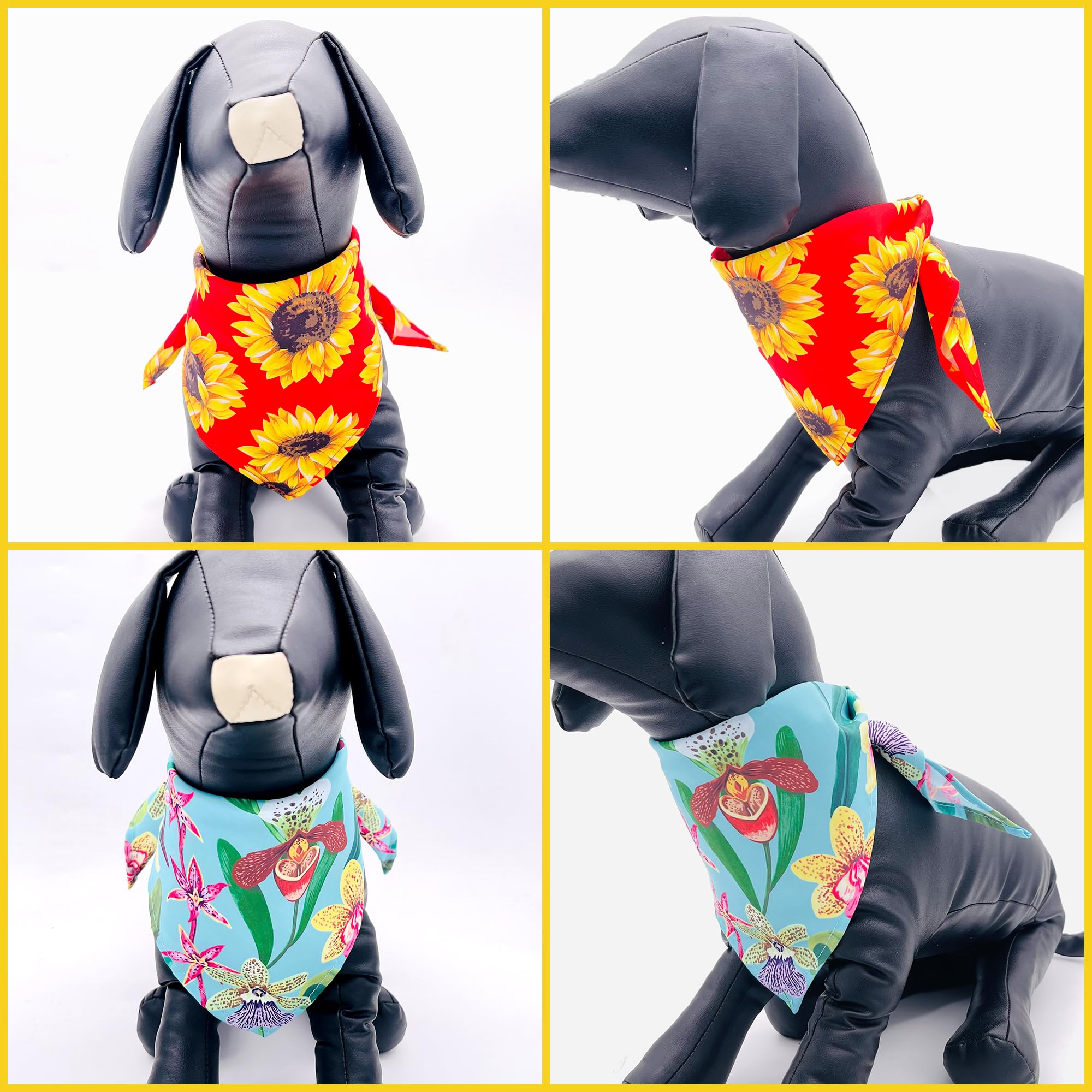 JpGdn 10PCS Big Dog Bandanas Floral Spring Flowers for Large XL Breed Dog Pink Purple Yellow Pattern Kerchief Triangle Bibs Head