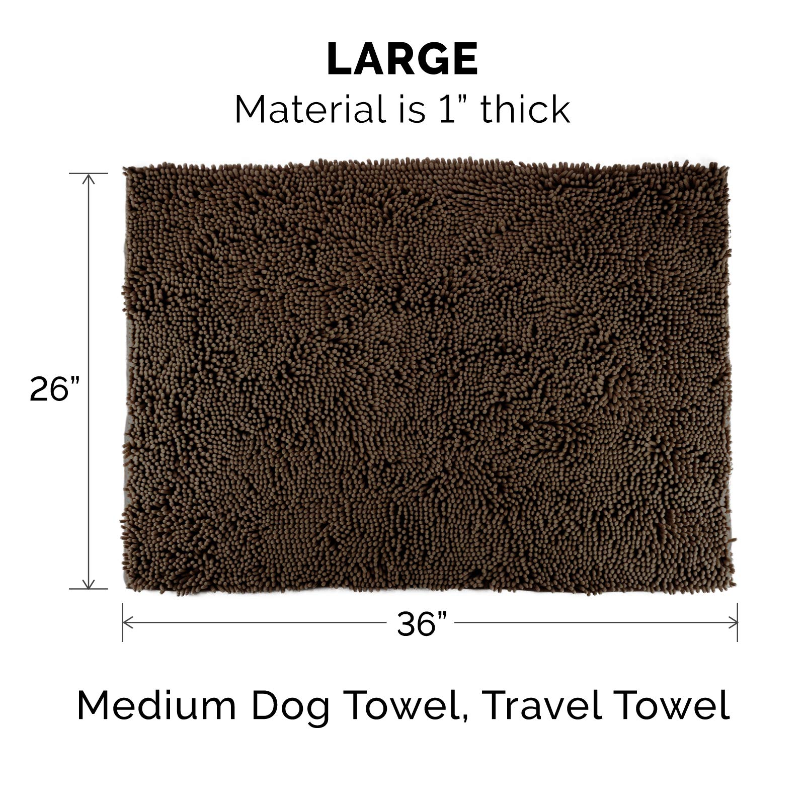 Furhaven 36 x 26 Highly Absorbent Dog Door Mat for Muddy Paws, 100% Washable, Perfect for Entryway, Kitchen, & Bathroom Use - Ch