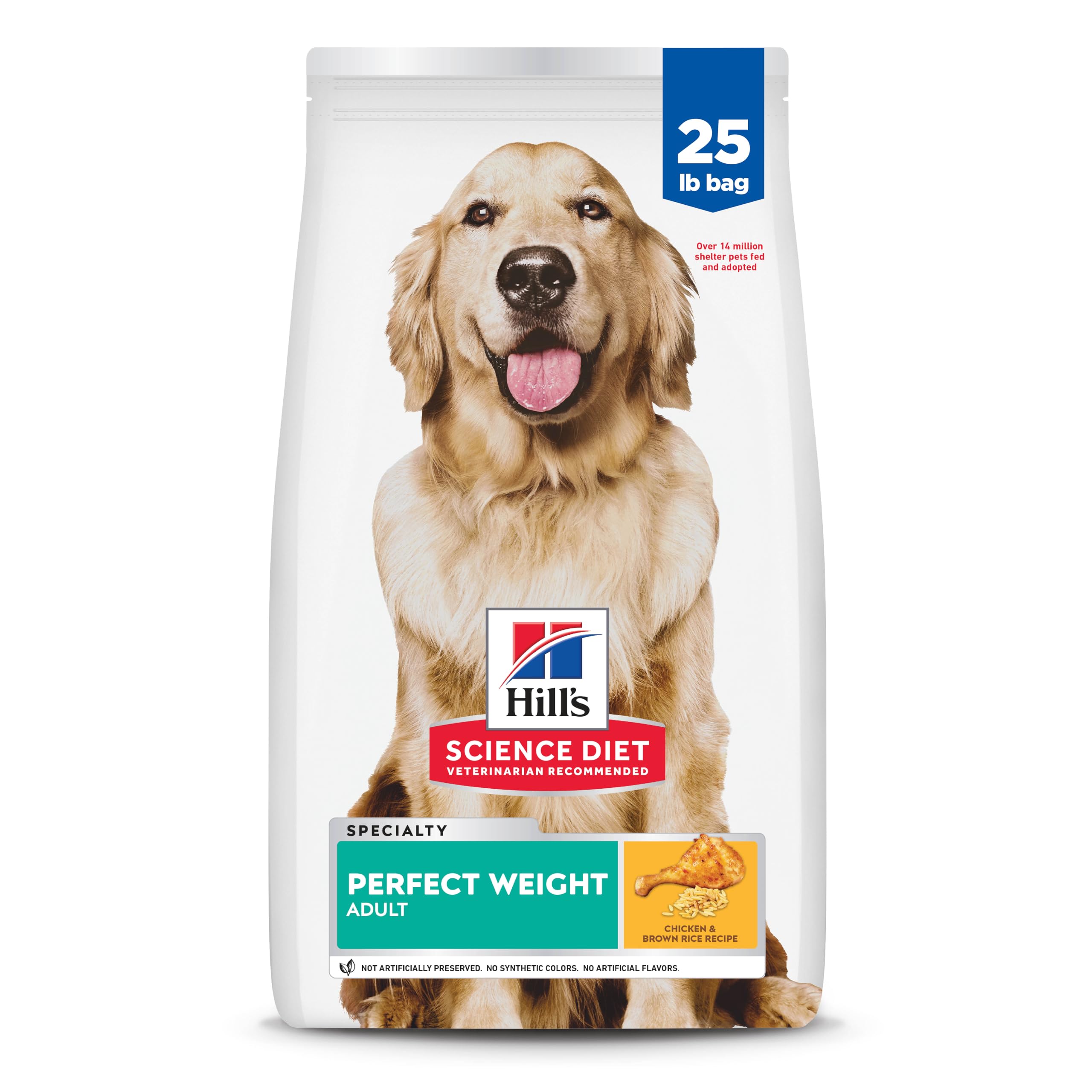 Hills Science Diet Adult 1-6 Perfect Weight Dry Dog Food, Chicken & Brown Rice, 25 lb. Bag