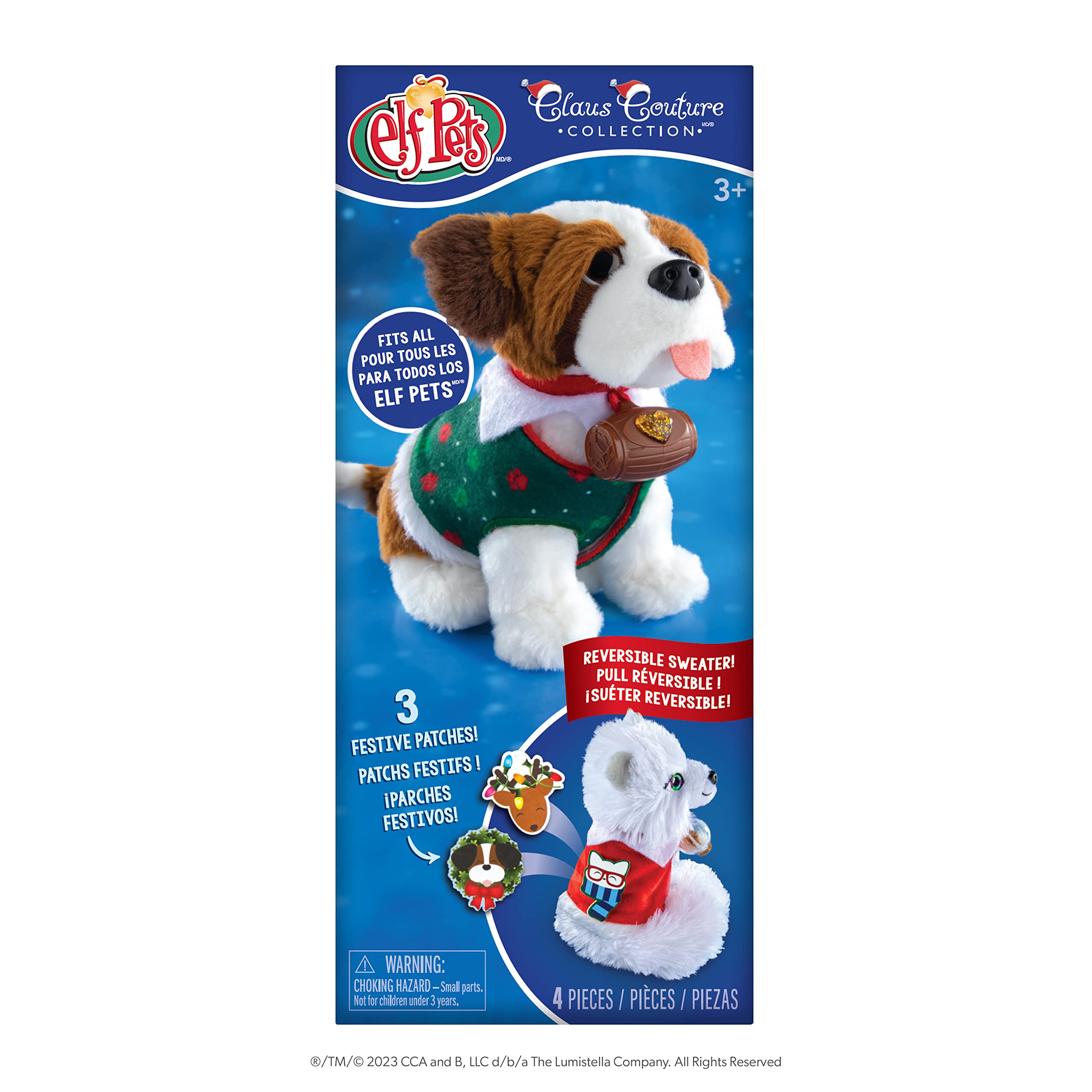 The Elf On The Shelf Elf Pets Christmas Sweater Set - Cozy, Reversible Sweater For Your Elf Pet- Includes 3 Festive Patches