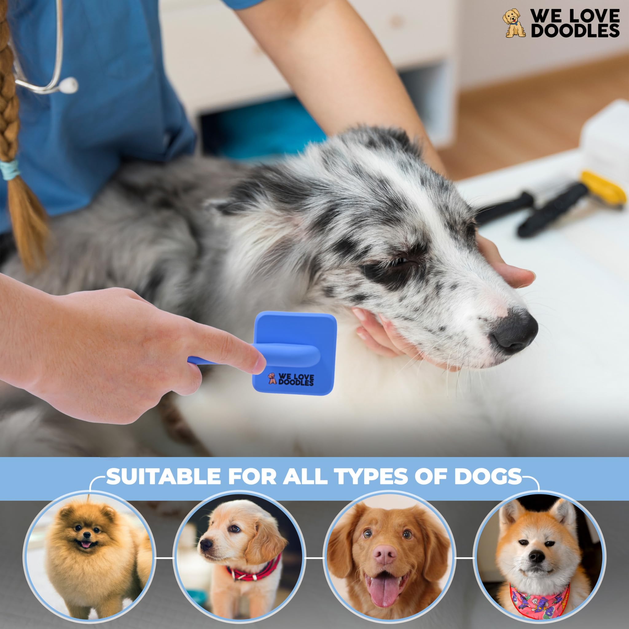 We Love Doodles Dog Slicker Brush for Grooming Pet Hair - Best Brushes For Poodle & Golden Doodle - Long Haired Coat Hairbrush -