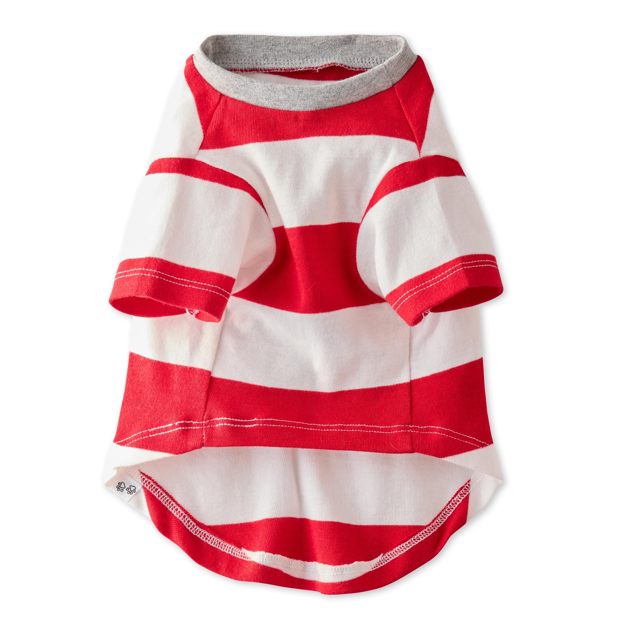 Pet Passion Multipack 100% Organic Cotton Dog Short Sleeve T-Shirt Pet Tees For All Breeds, Red Sold Stripe, Large