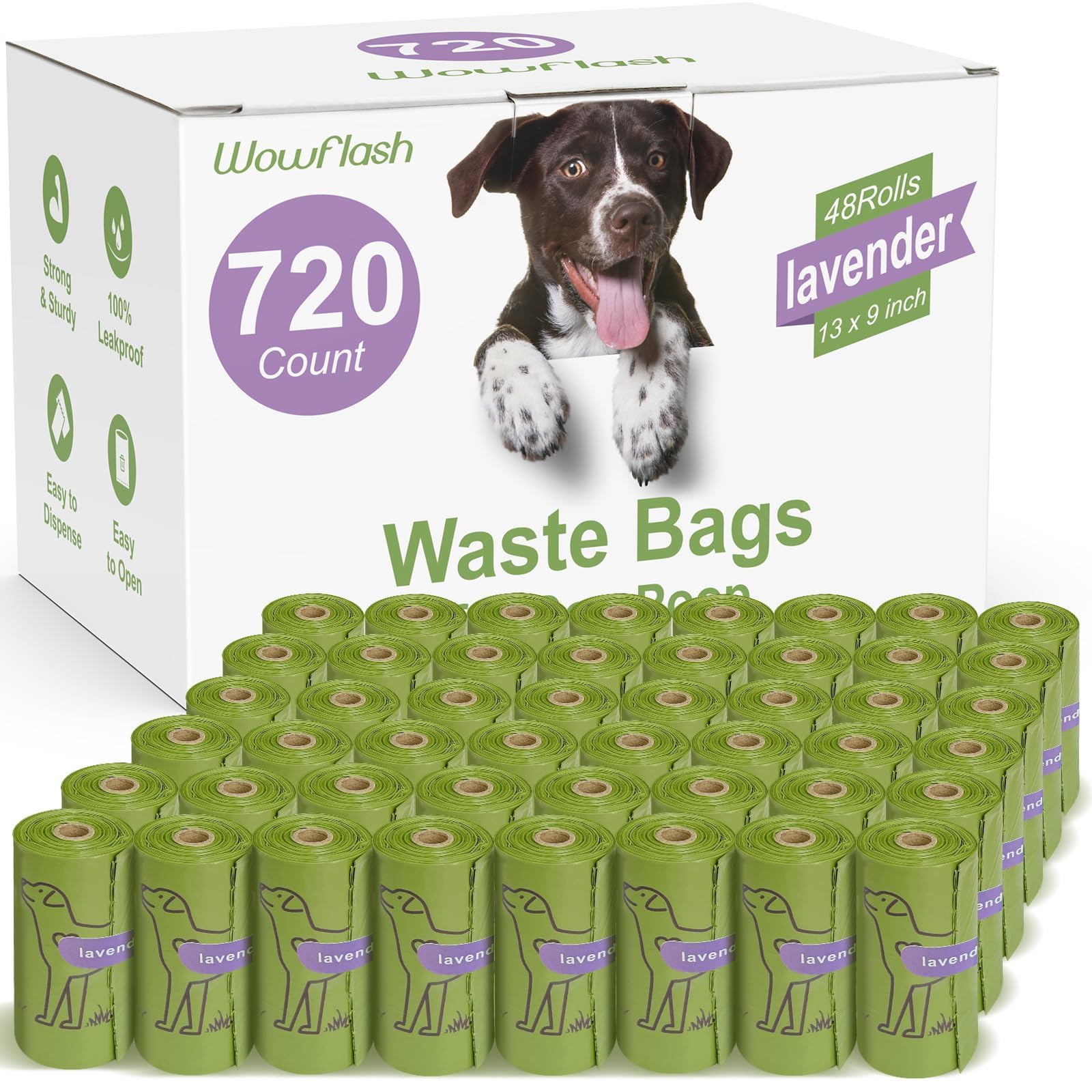 720 Count Lavender Scented 13    X 9   Dog Poop Bags Rolls, Leakproof Strong & Sturdy Waste Bags For Doggie Cat Pet