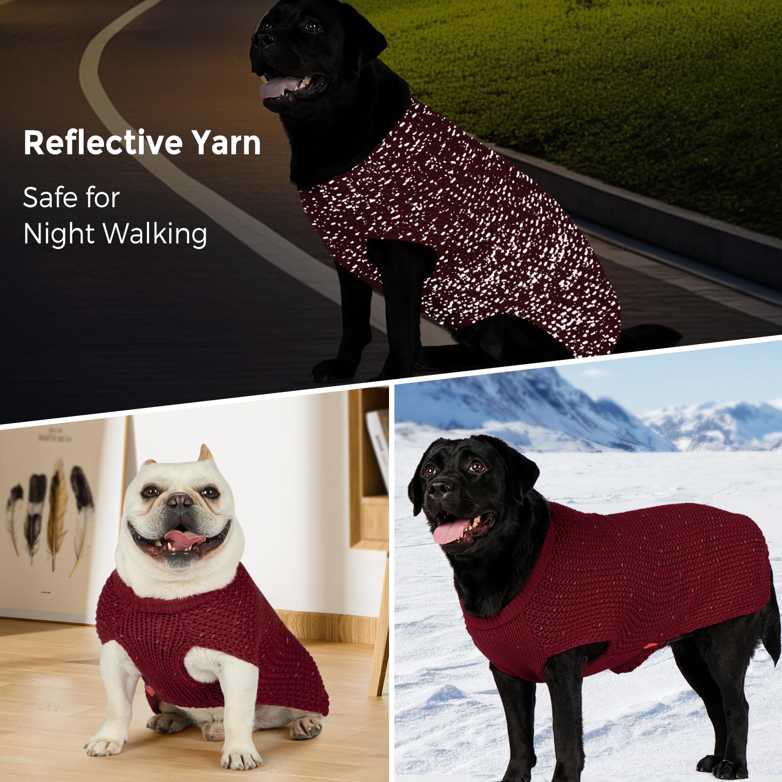 Kyeese Dog Sweater Classic Dog Clothes Comfy Pet Coats With Leash Hole Stretchy Clothes Medium Size Pet Warm Coats For Medium Do