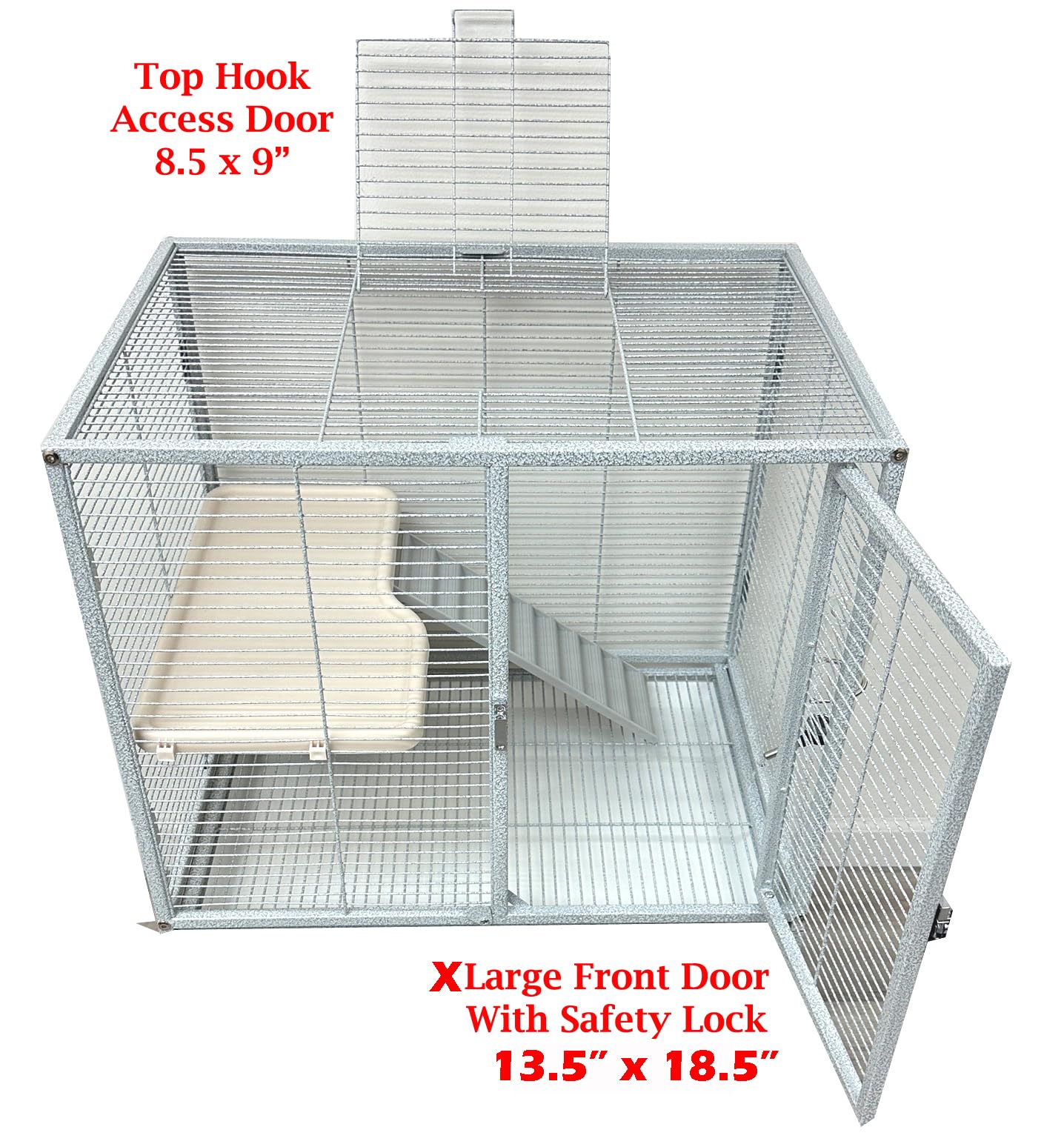 Extra Large 30.5''X18.25''X34''H Two Tiers X-Large Front Doors Top Access Door Tight 1/2-Inch Wire Spacing For Feisty Ferret Ham