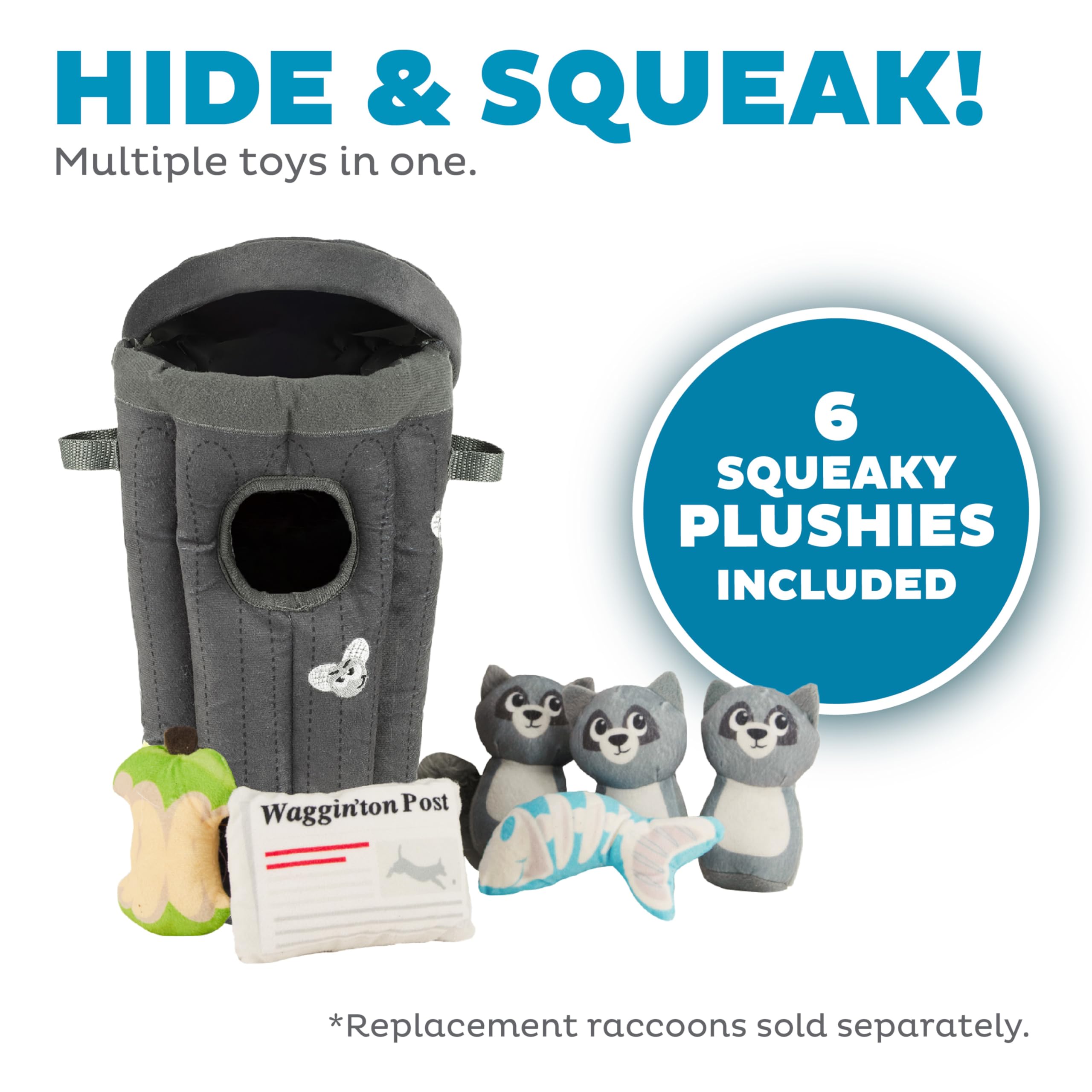 Outward Hound Hide A Raccoon Plush Dog Toy Puzzle