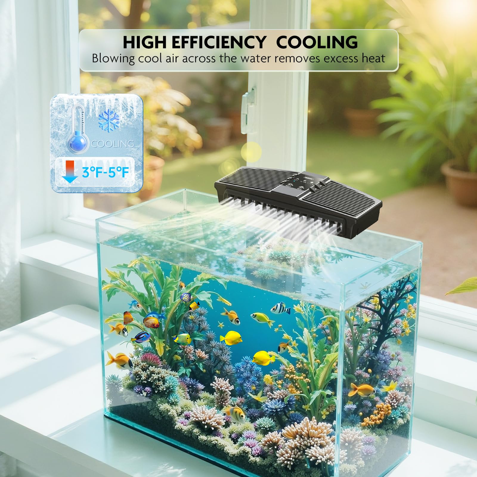 PAIZOO Aquarium Chiller Fan, Fish Tank Cooling Fan with 3 Speed Modes Aquarium Cooler Water Chiller for Axolotl Betta Fish Acces