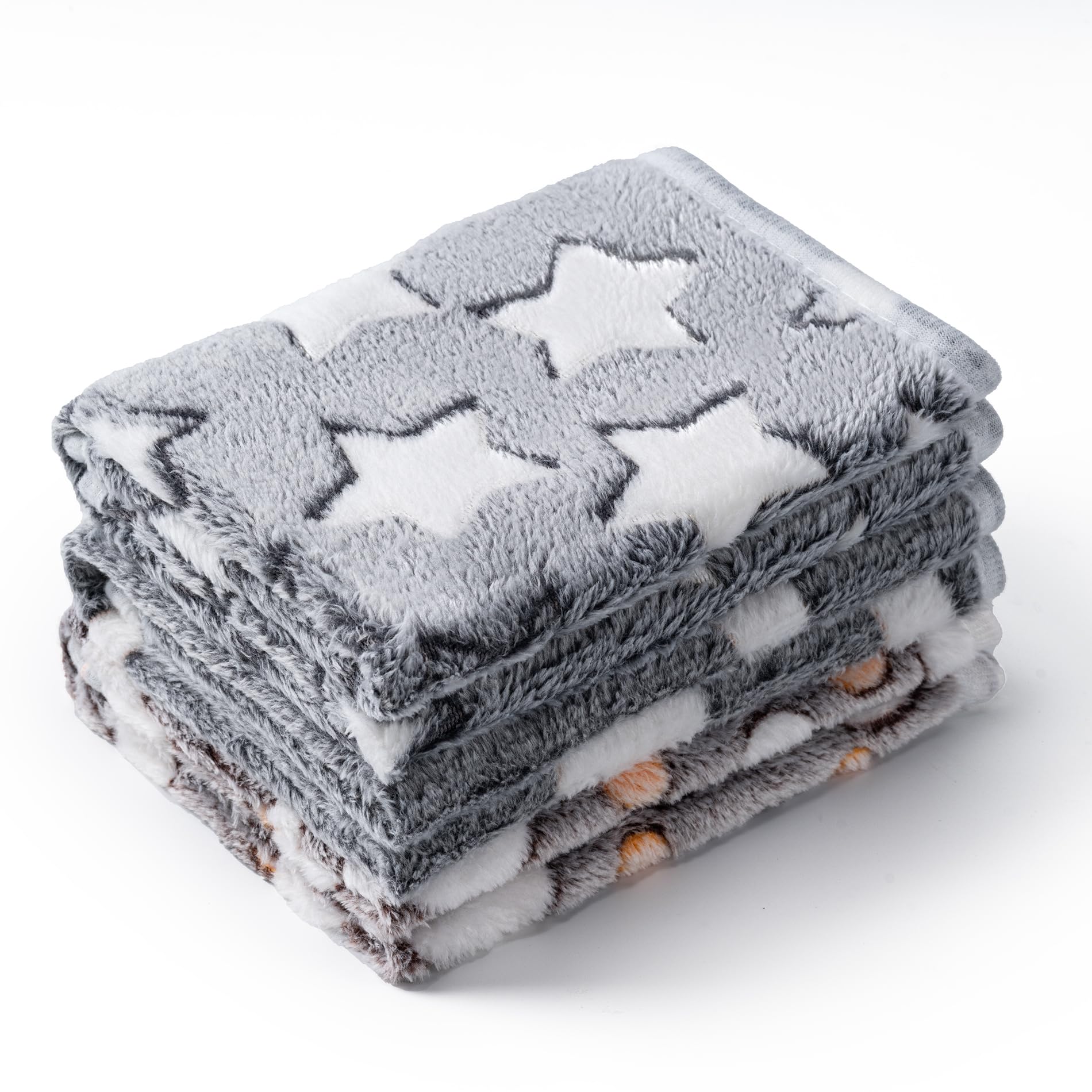 1 Pack 3 Blankets Super Soft Fluffy Premium Fleece Pet Blanket Flannel Paw Printed Throw For Dog Puppy Cat (Large 41X31'', Star,