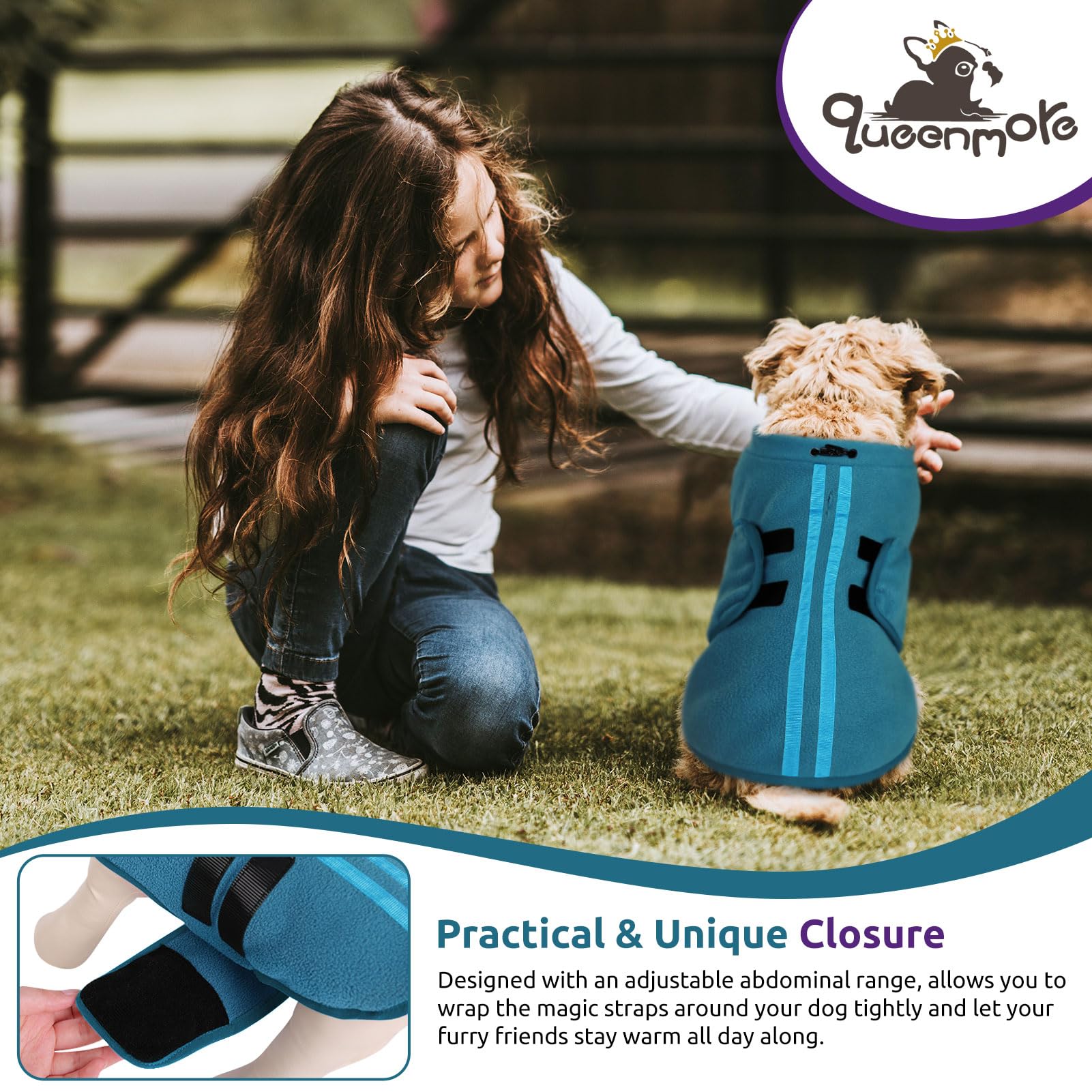 Queenmore Small Dog Sweaters, Soft Fleece Vest Pullover Dog Jacket With Leash Hole, Warm Winter Dog Clothes Cold Weather Doggy Dachshund Sweater For Small Dogs Cats Boy Or Girl (Peacock-Blue, Xs)